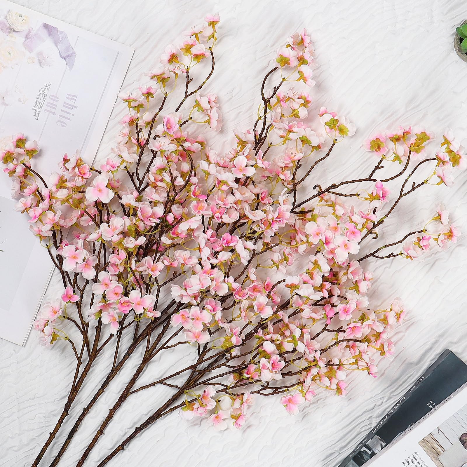 Dremisland 4Pack Artificial Cherry Blossom Flowers 39.3in Faux Cherry Blossom…