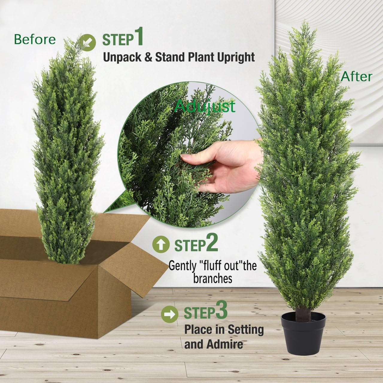 4FT UV Resistant Artificial Topiary Trees – Set of 2 for Outdoor Decor