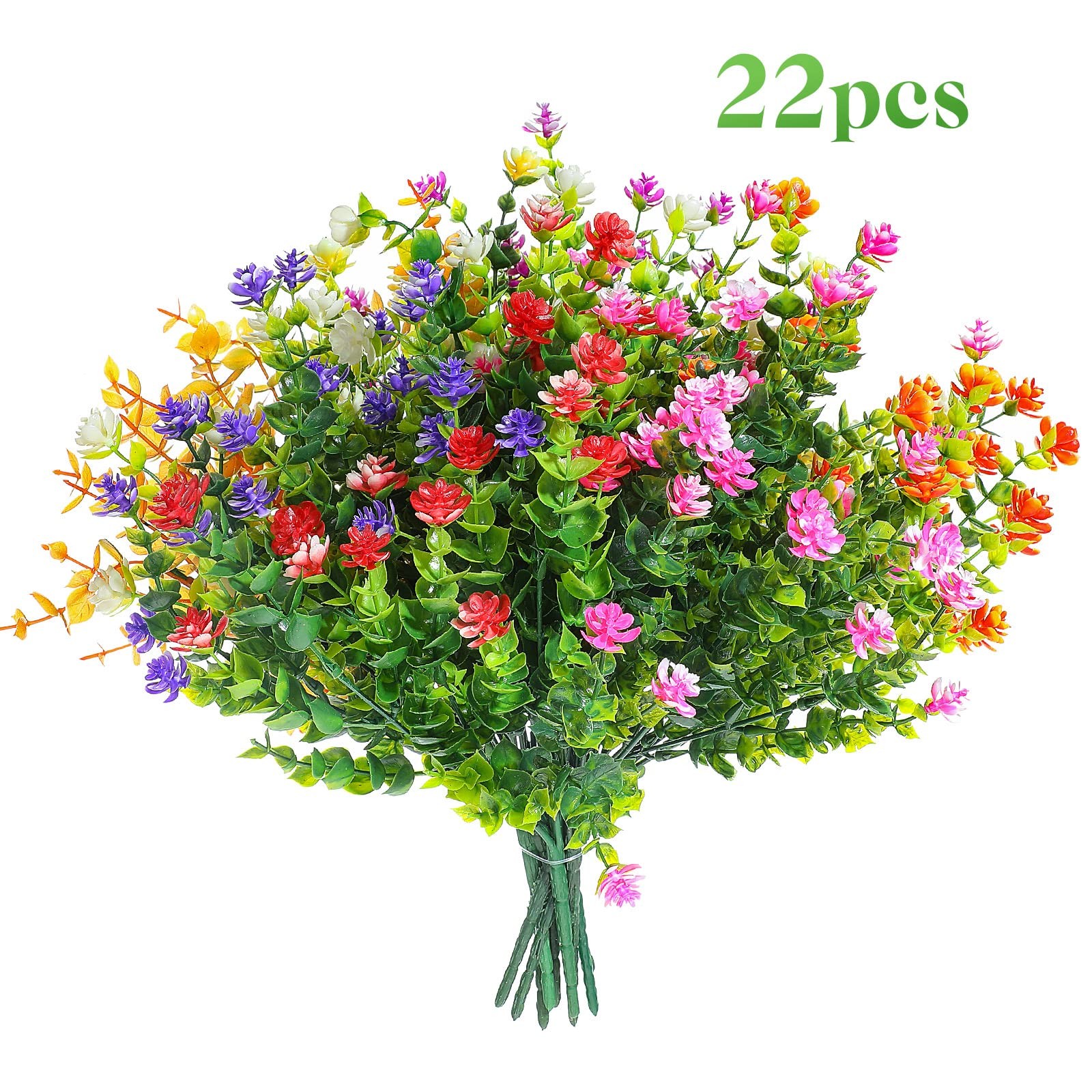 32 Pcs Artificial Plants and Flowers for Outside Hanging Fake Plants Faux Out…