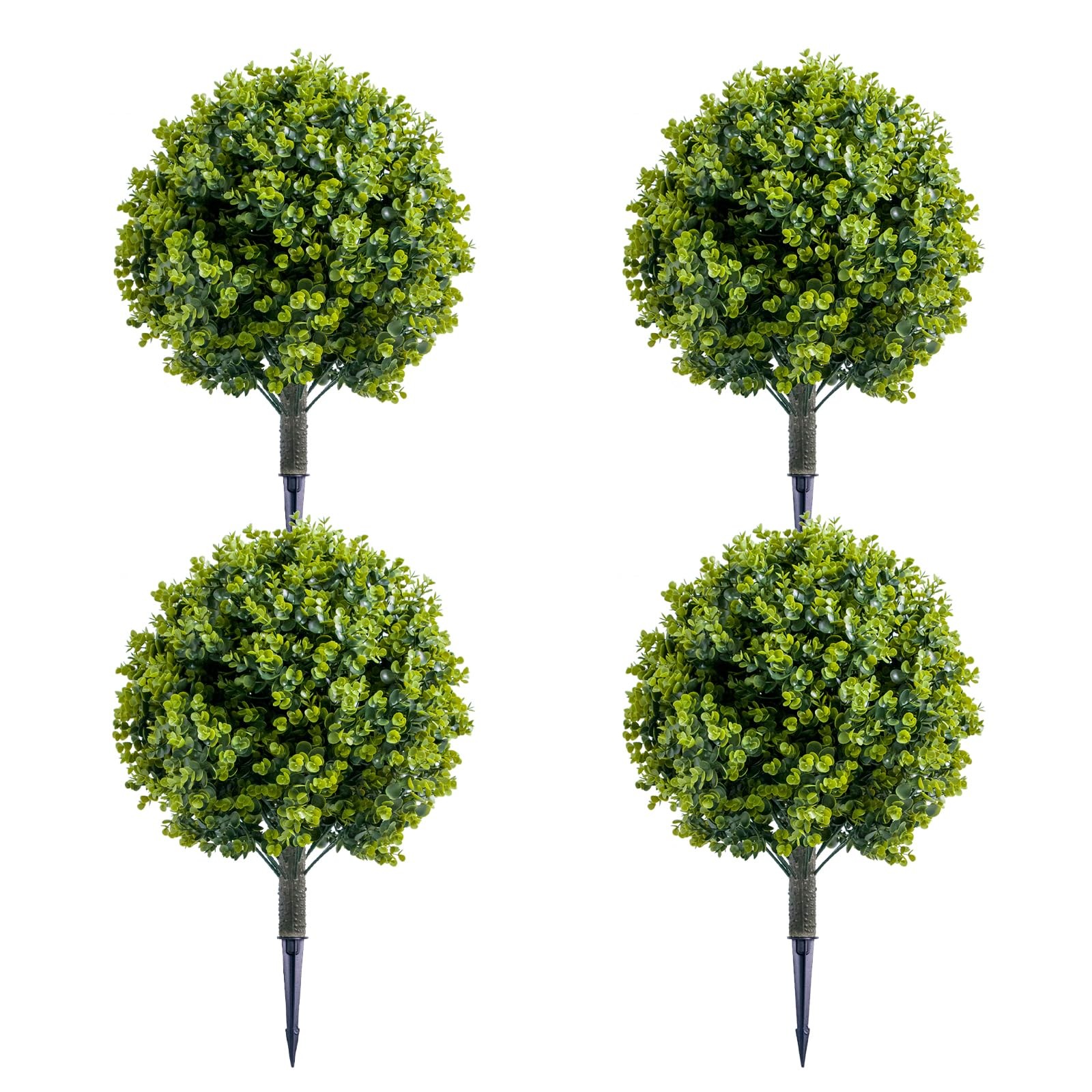 2/4 PCS Artificial Cypress Plant Decor Stakes with Ground Spike Faux Plant Decor