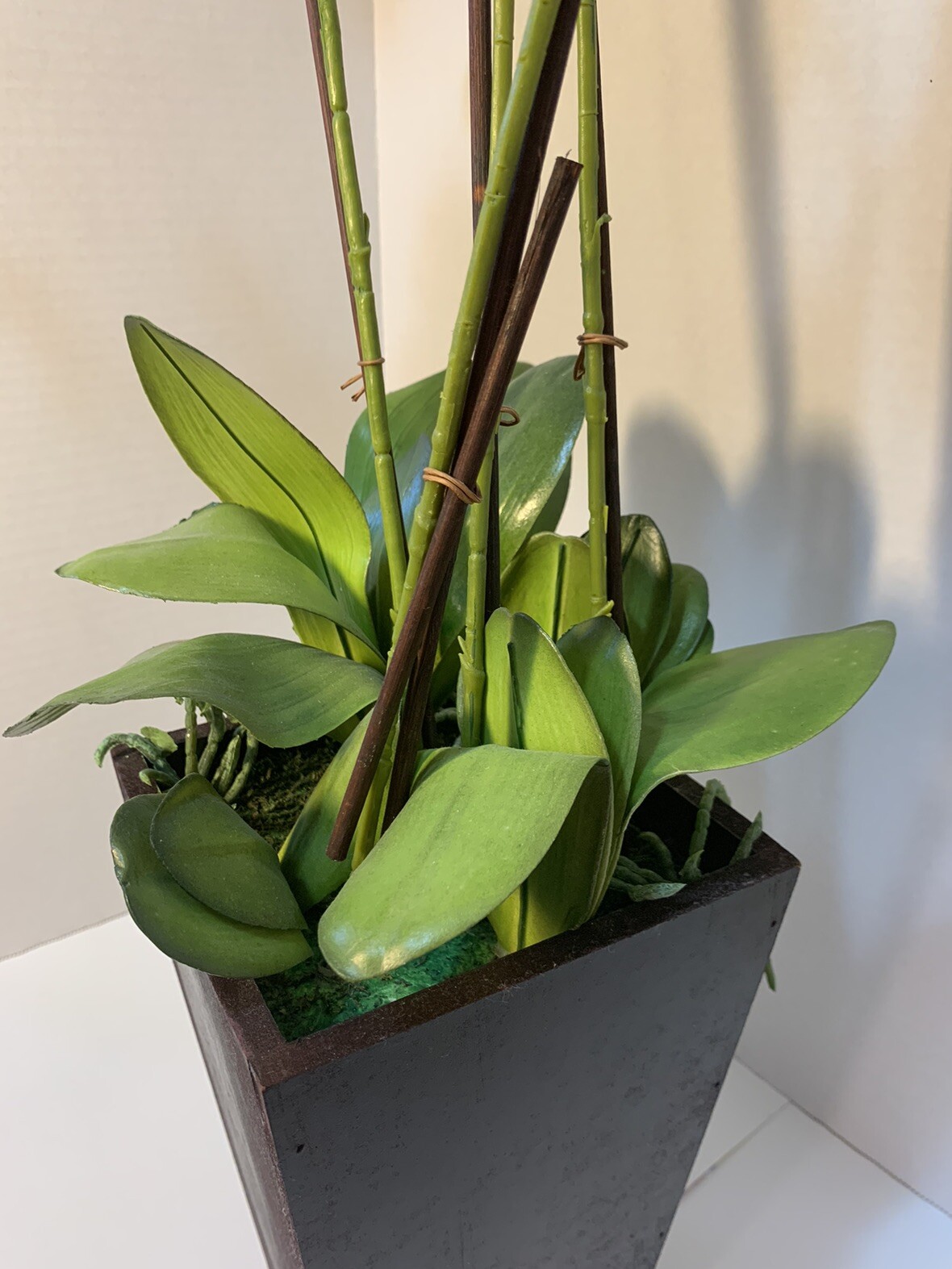 Faux White Butterfly Orchids in Planter