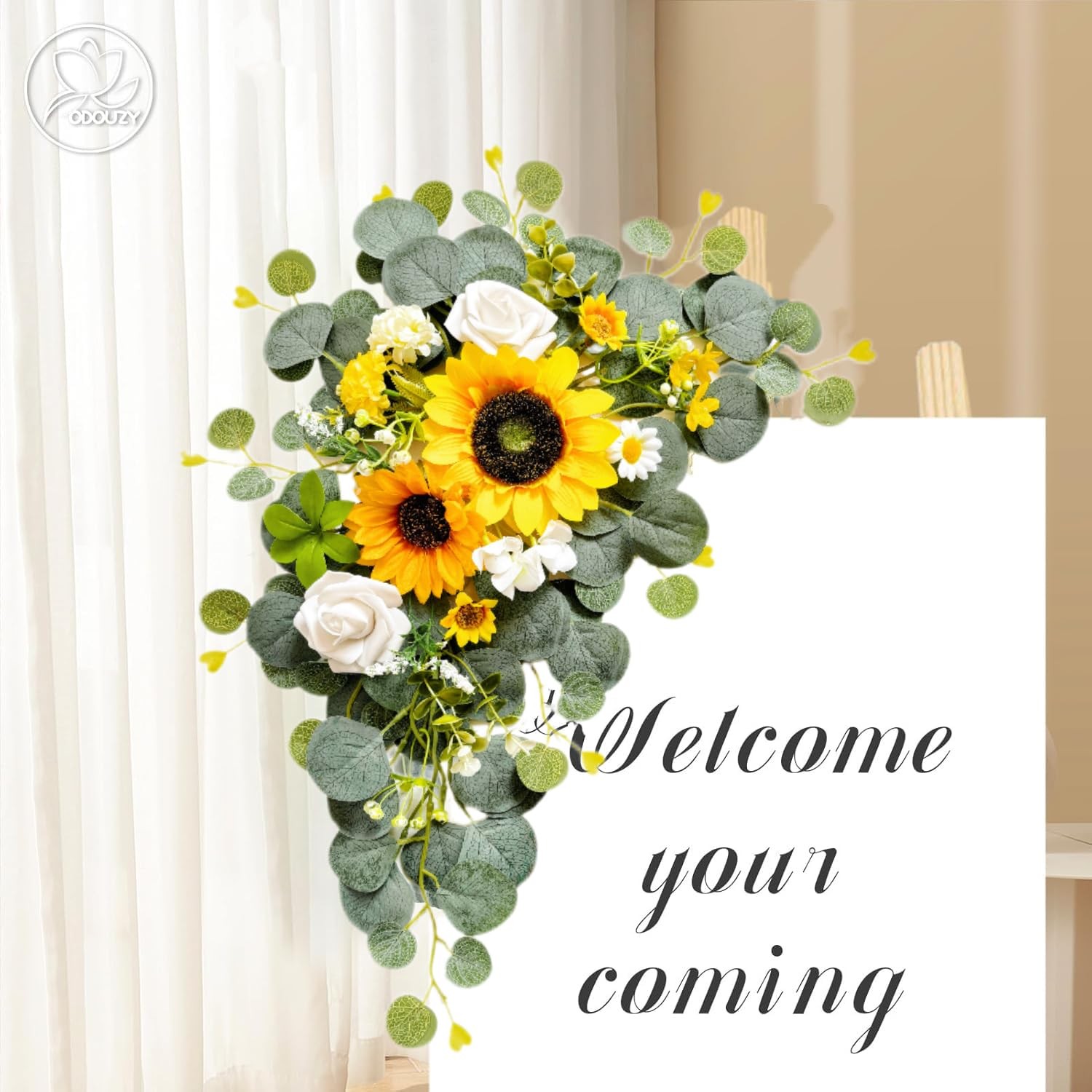 Odouzy Artificial Wedding Arch Flowers for Wedding Sign,Set of 2 for Welcome …