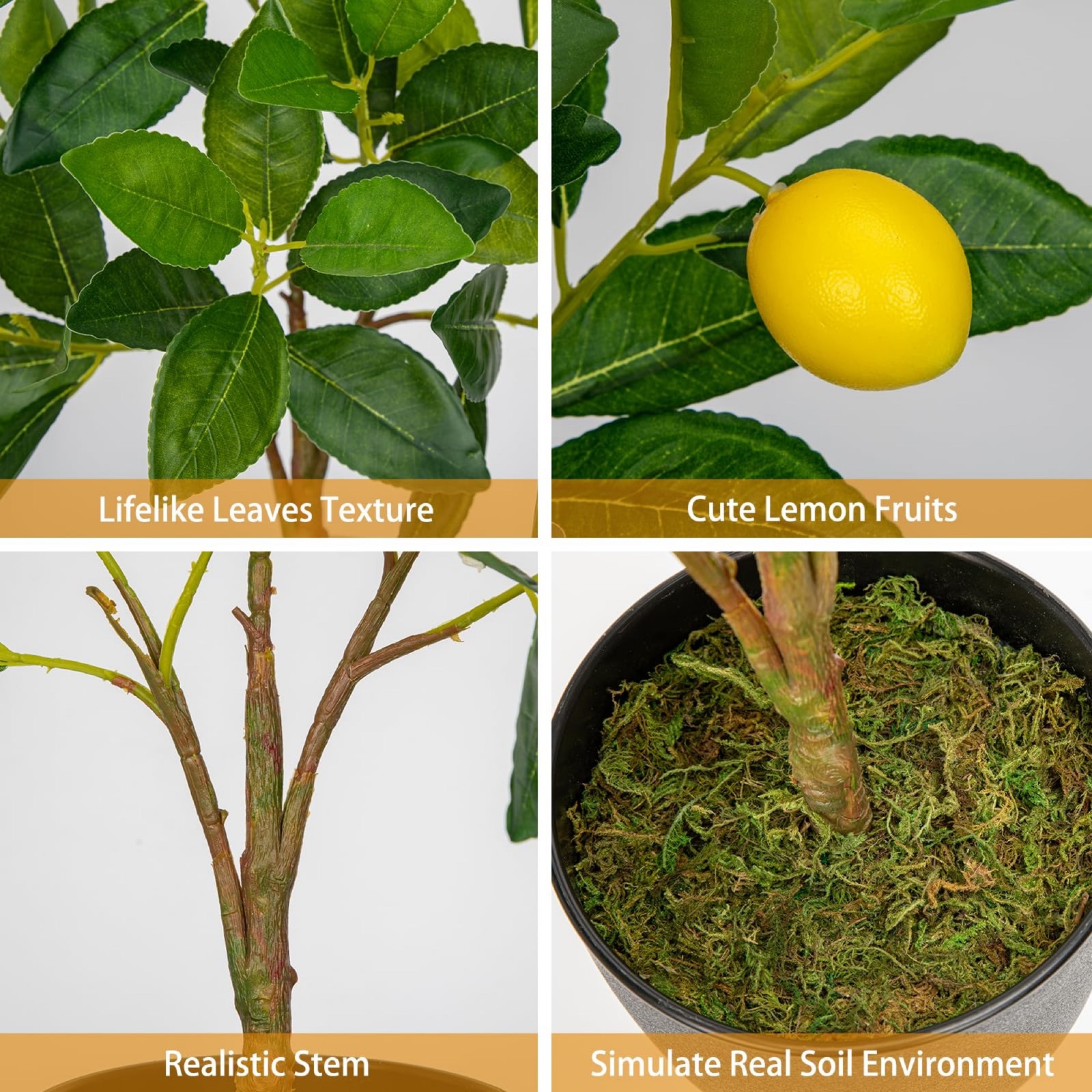 Home Flourish Artificial Lemon Tree Set Faux Citrus Plant Home Decor