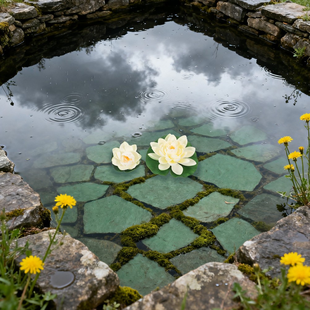 6Pcs Reusable Foam Lotus Flowers Floating Water Lily Pads for Garden Pond Decor