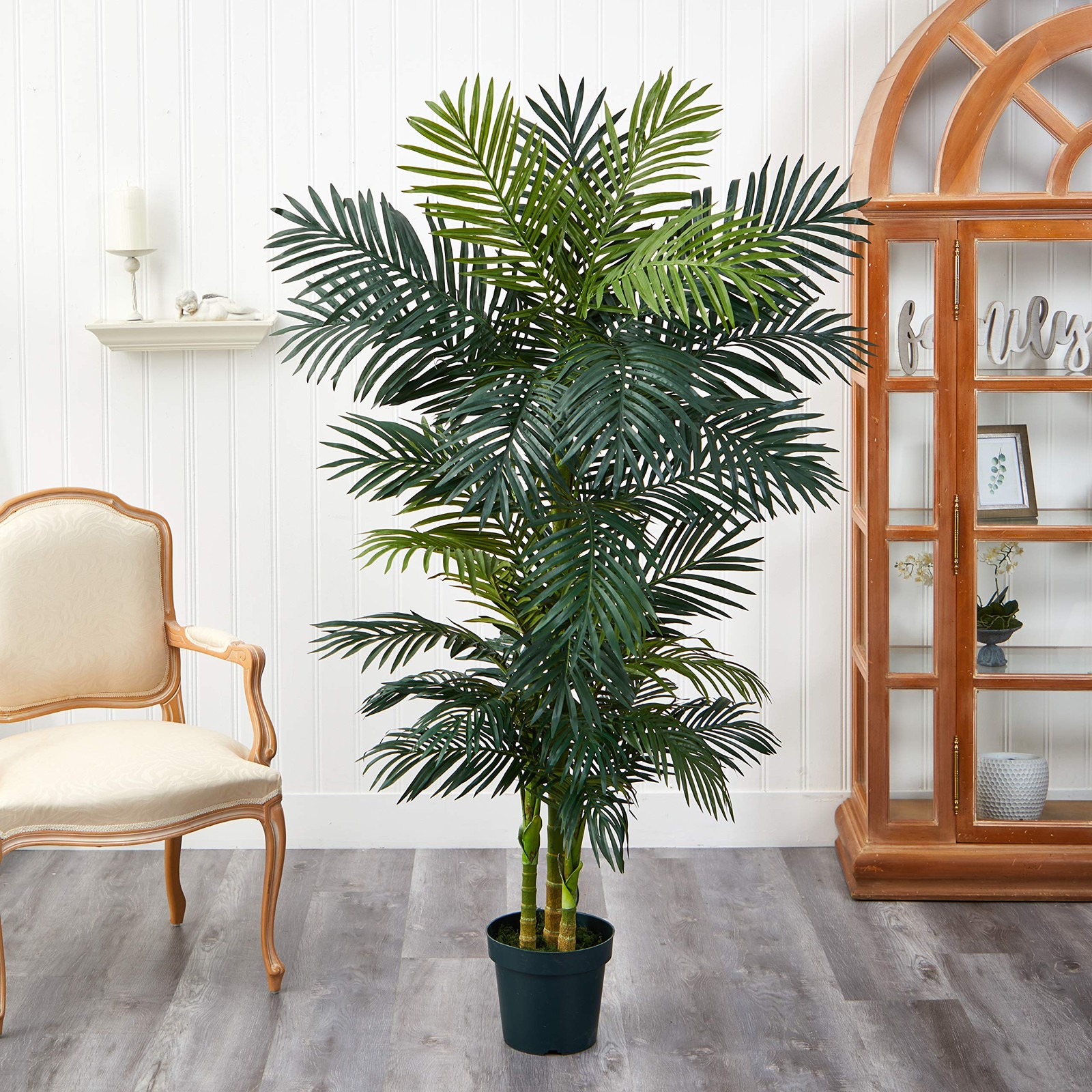 6ft 6in Golden Kane Artificial Palm Tree Silk Indoor Decor Tropical Appeal