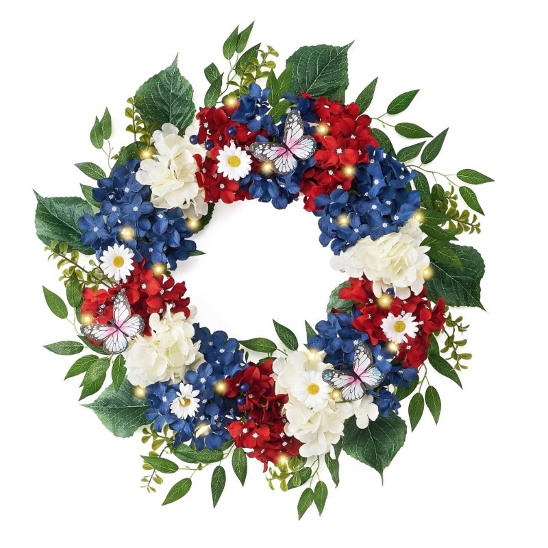 Realistic Artificial Hydrangea Flower Wreath for Front Door Wedding Party