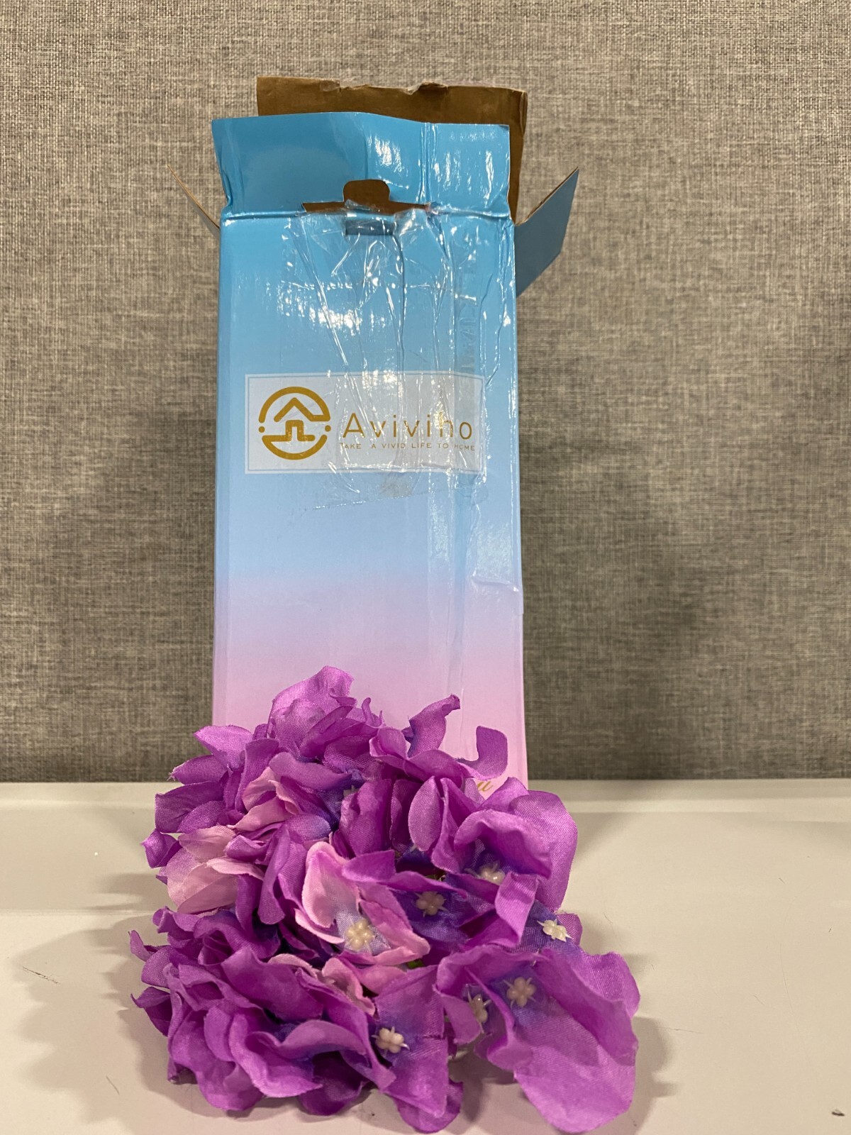 AVIVIHO Hydrangea Silk Flowers Heads Pack of 10 Violet Full Hydrangea Flowers