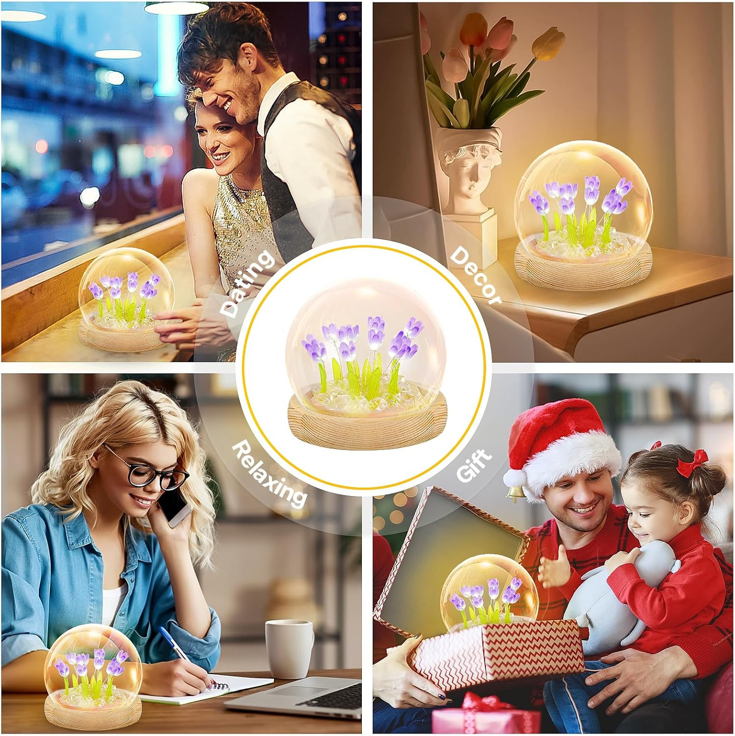 Flower Lamp Night Light Valentines Day Gifts for Her Birthday Gifts Women for Be