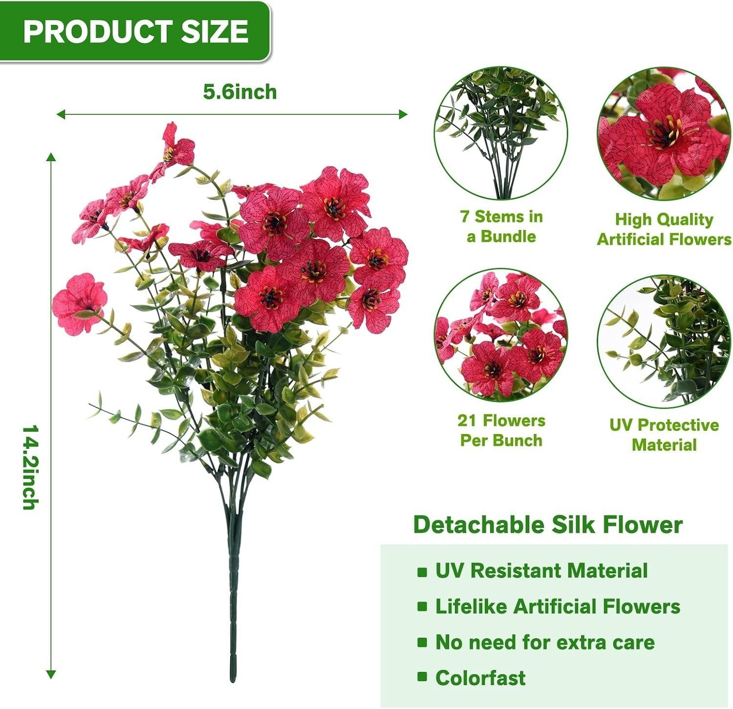 Flexible & Lifelong 13 Pcs Artificial Flowers – UV Resistant for Outdoor Delight