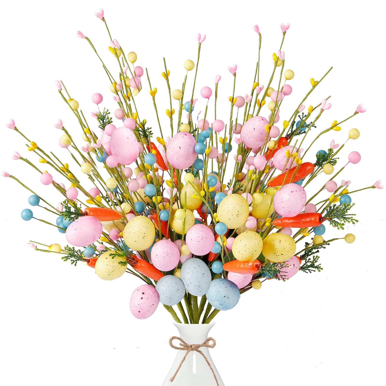 Artificial Easter Stems 6 Pcs Spring Picks with Eggs Carrot Colorful Berries …