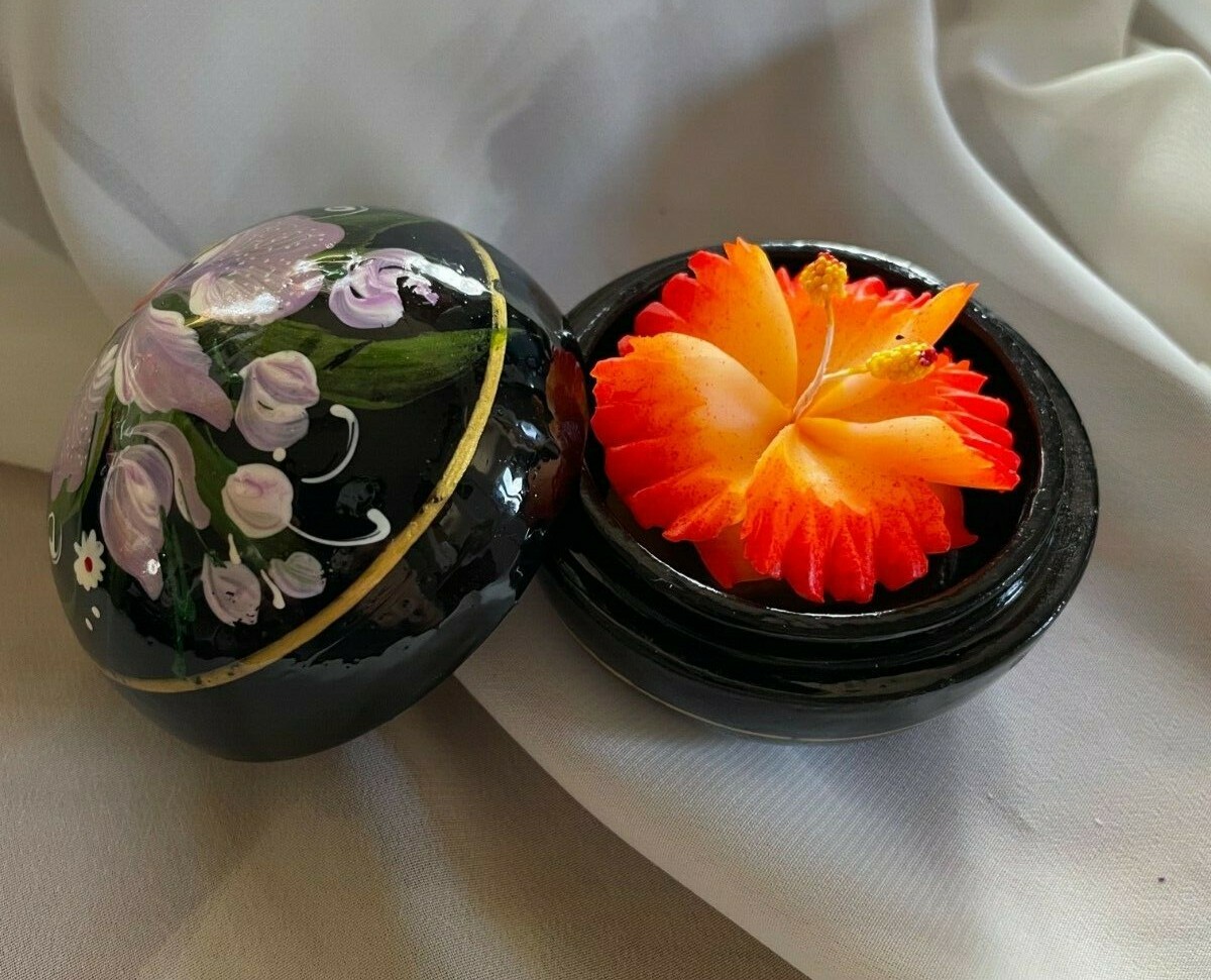 🌹Orange Hibiscus Hand Carved Display Soap 3″ Mother’s Day gift, 100% Handmade