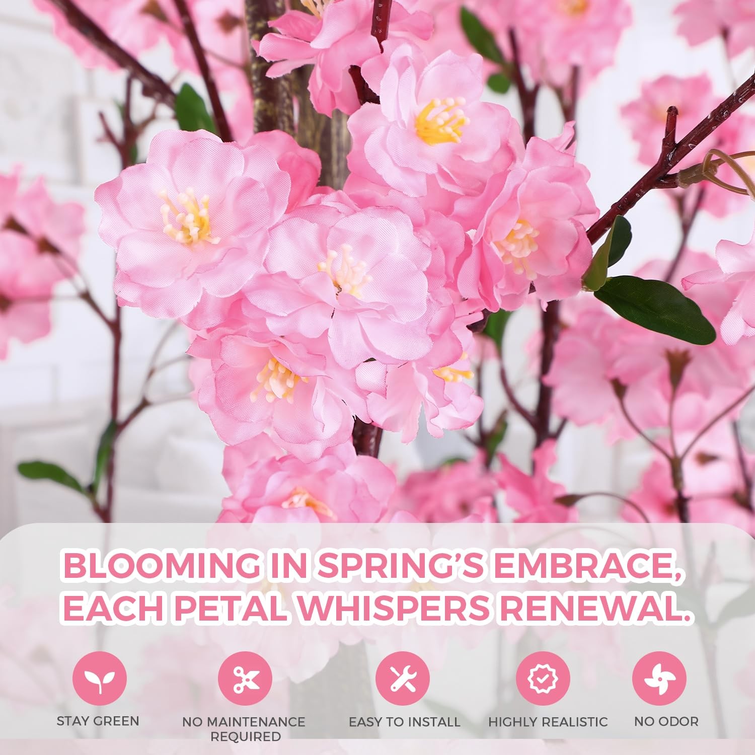 Artificial Cherry Blossom Tree, 7FT Tall Artificial Tree with White Pot, Pink…