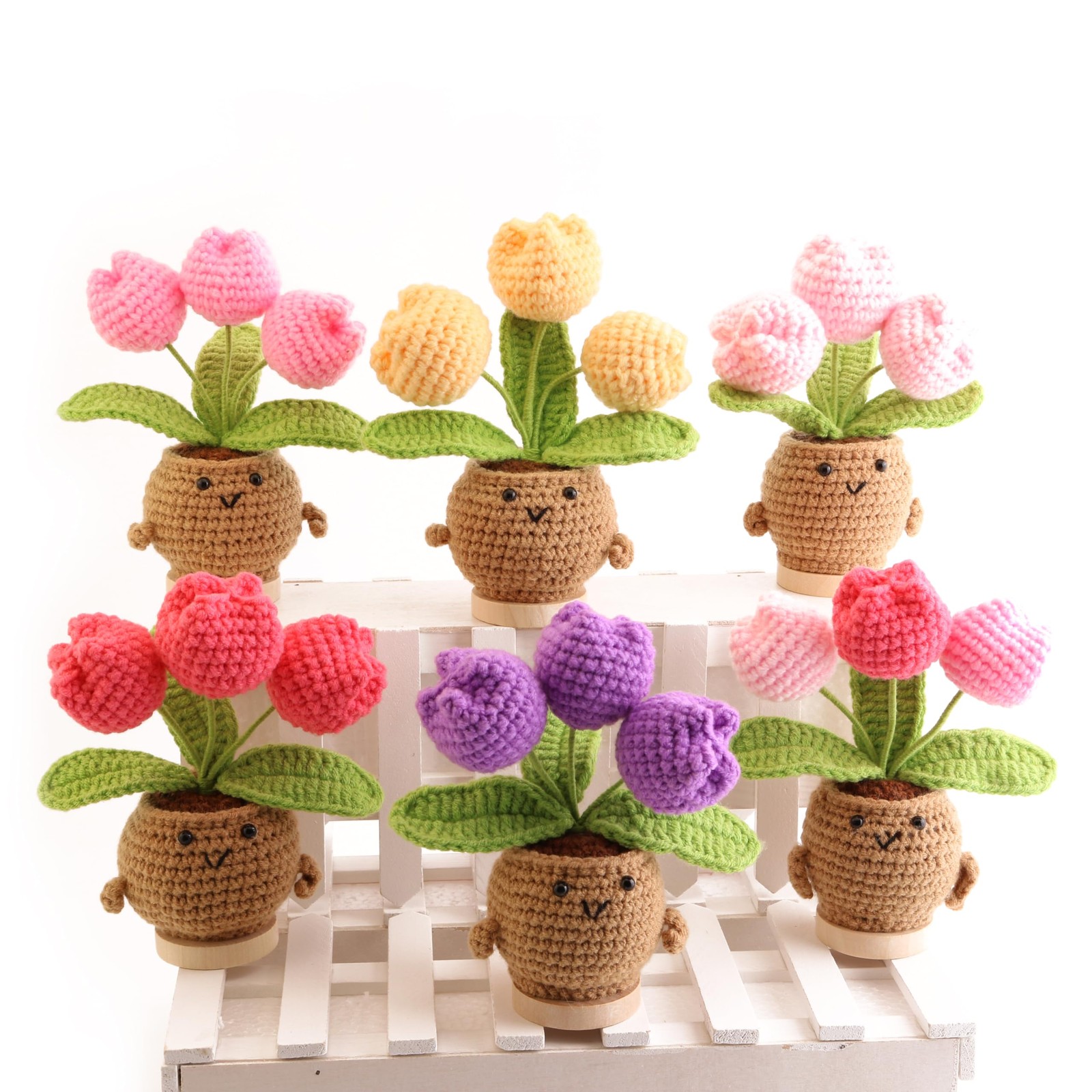 Hand-Woven Mini Tulip Potted Plants, Desktop Ornaments, Timeless Home Office …