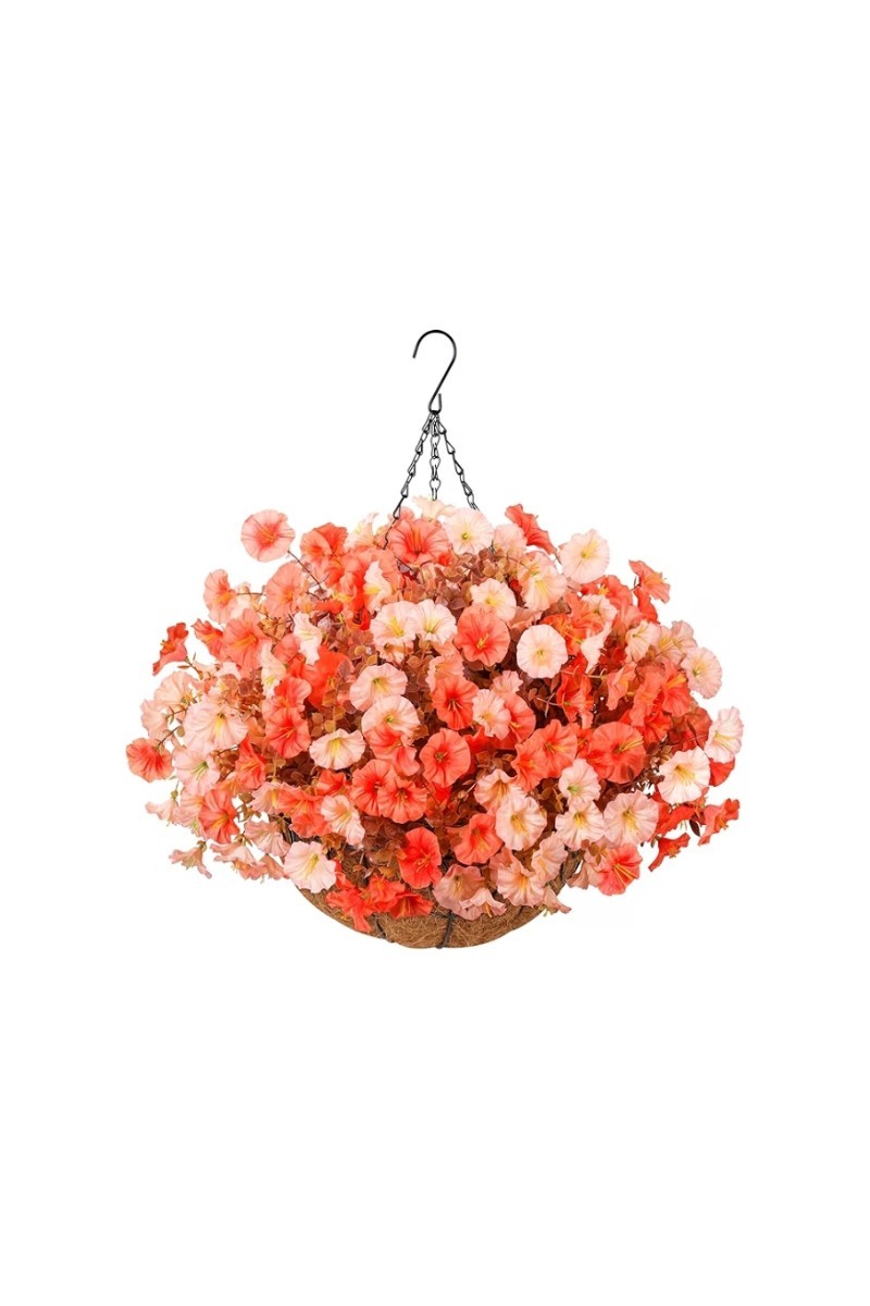 Artificial Orange Fall Flowers Fake Hanging Plants Flowers Basket for Outdoors