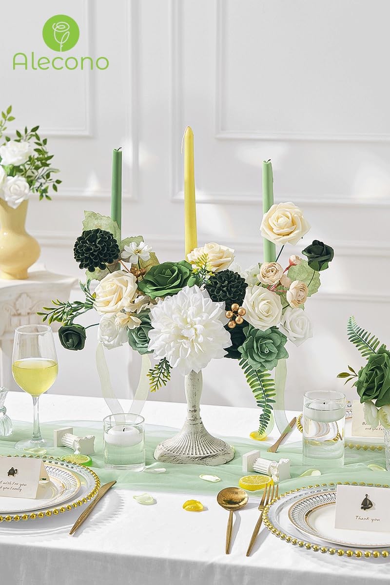 Artificial Flowers Silk Fake Green Flowers Combo Box for DIY Cake Wedding
