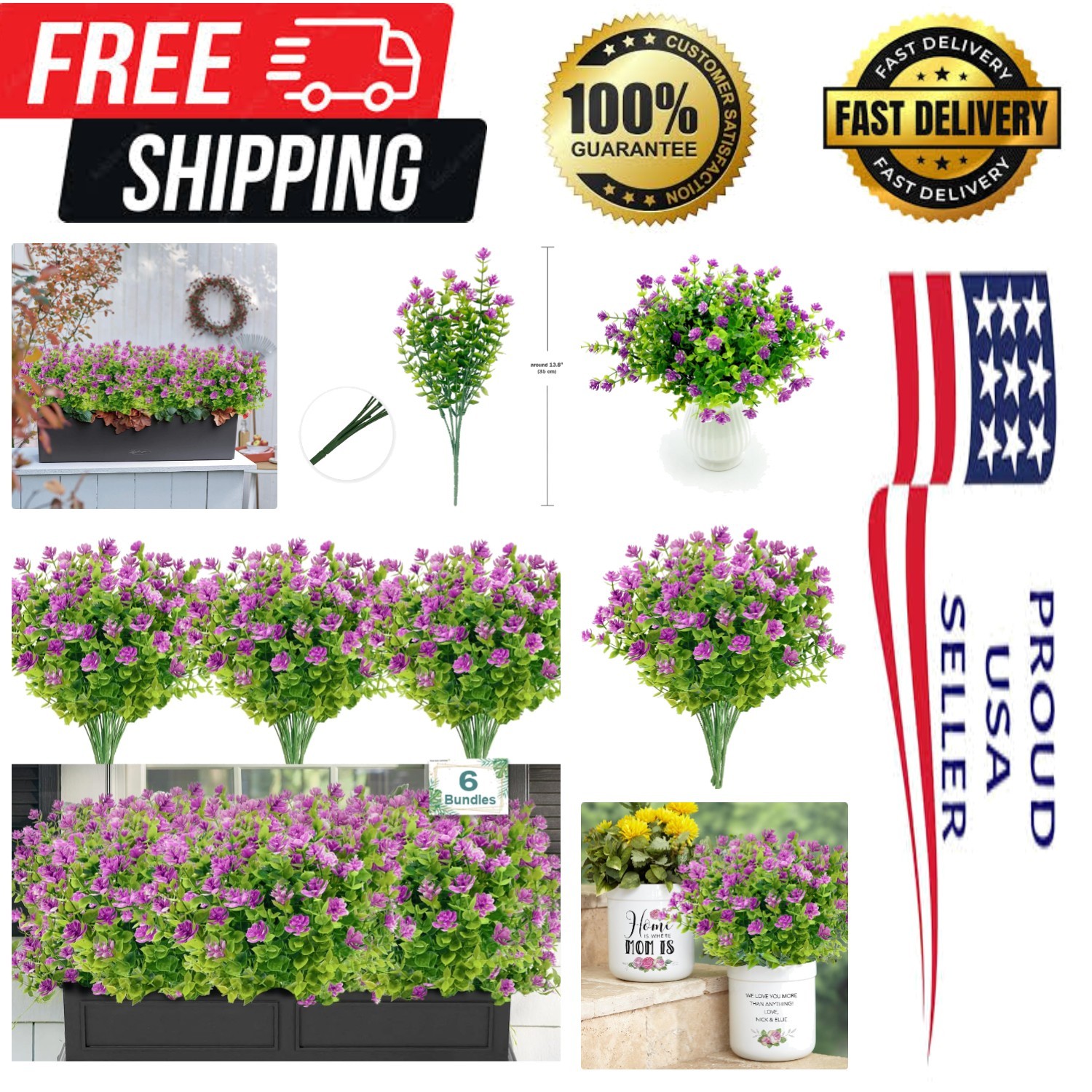 Versatile 6-Pack Rosy Artificial Flowers – Perfect for Indoor & Outdoor Styling