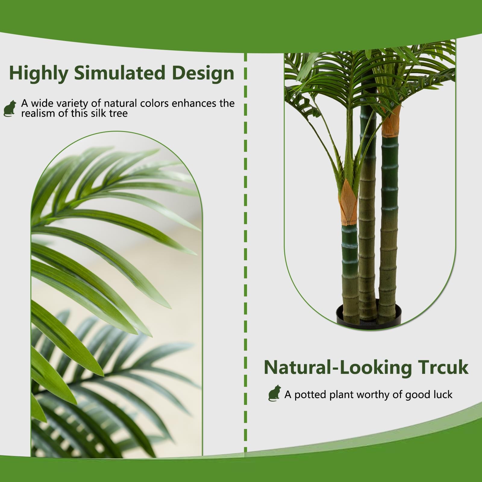 Best 6FT Tall Golden Cane Artificial Palm Tree, Large Faux Tree with 3 Textured