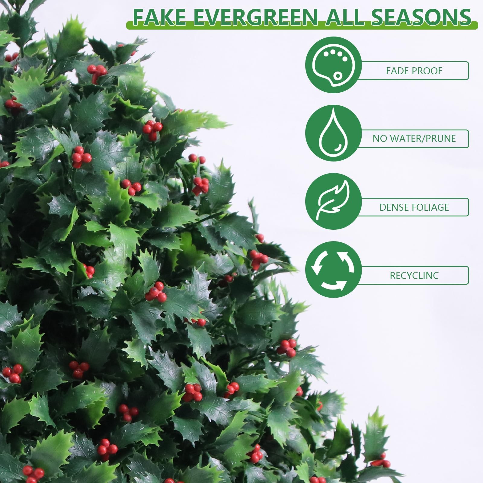 Artificial Topiaries Ball Trees with Red Fruit, 25 inch Set of 2 Faux Shrubs …