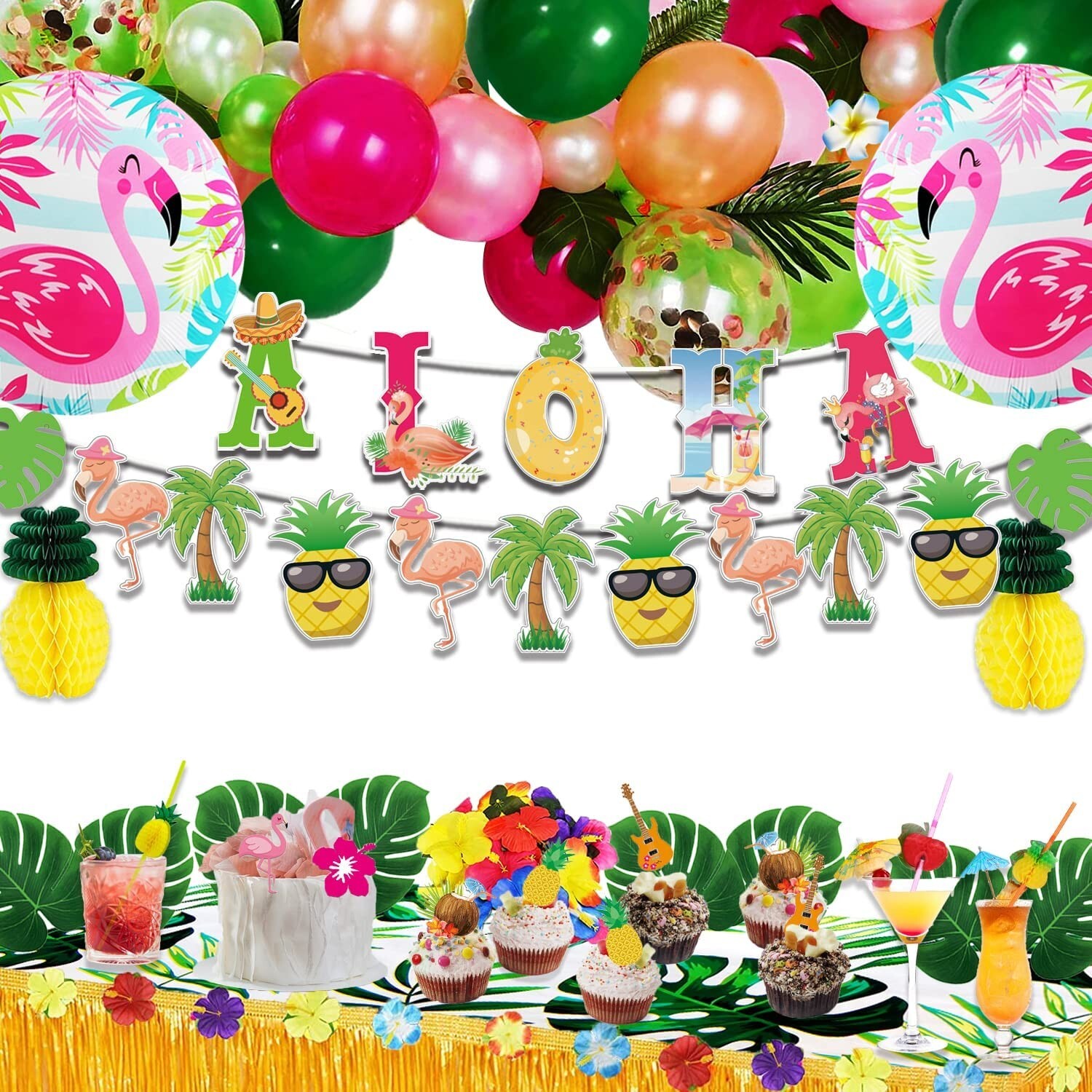 Hawaiian Luau Party Decorations 157Pcs NEW