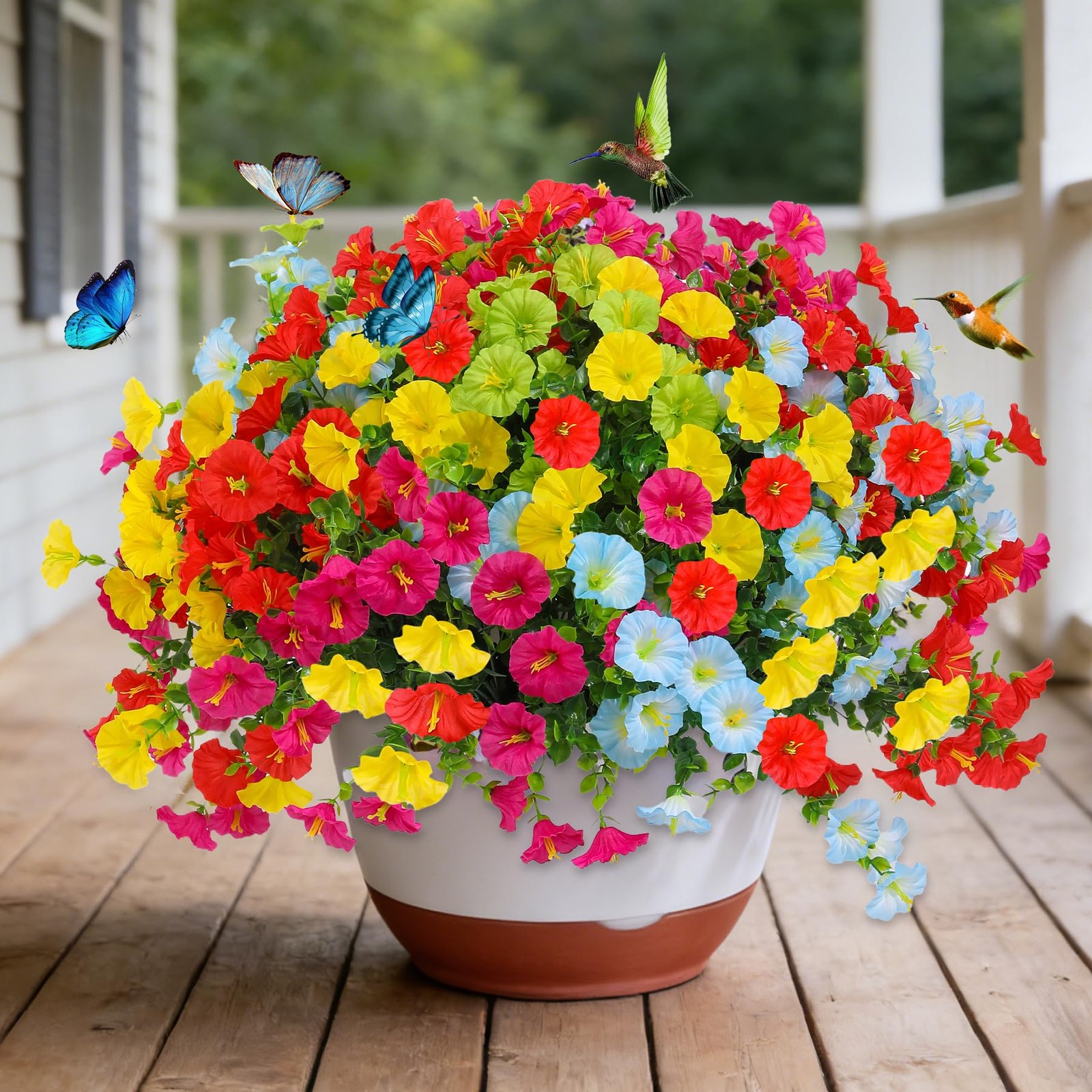 Lucky Bird Realistic Artificial Flowers for Outdoors Faux Plants Yard Decorat…