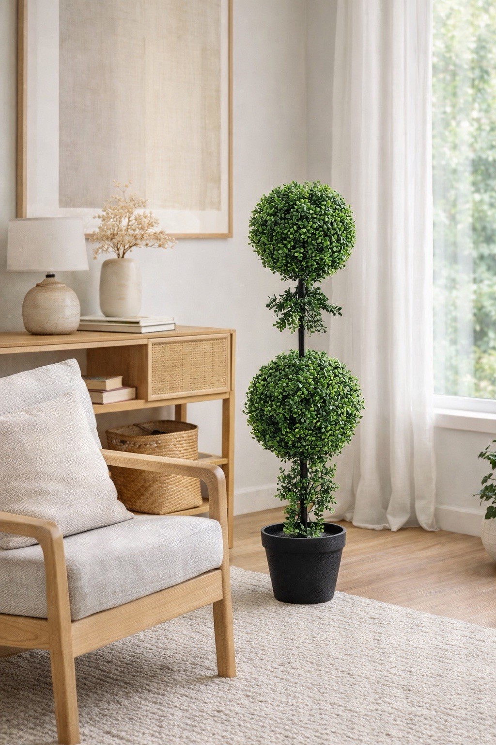 34” Boxwood Double Ball Topiary Artificial Tree (Indoor/Outdoor)
