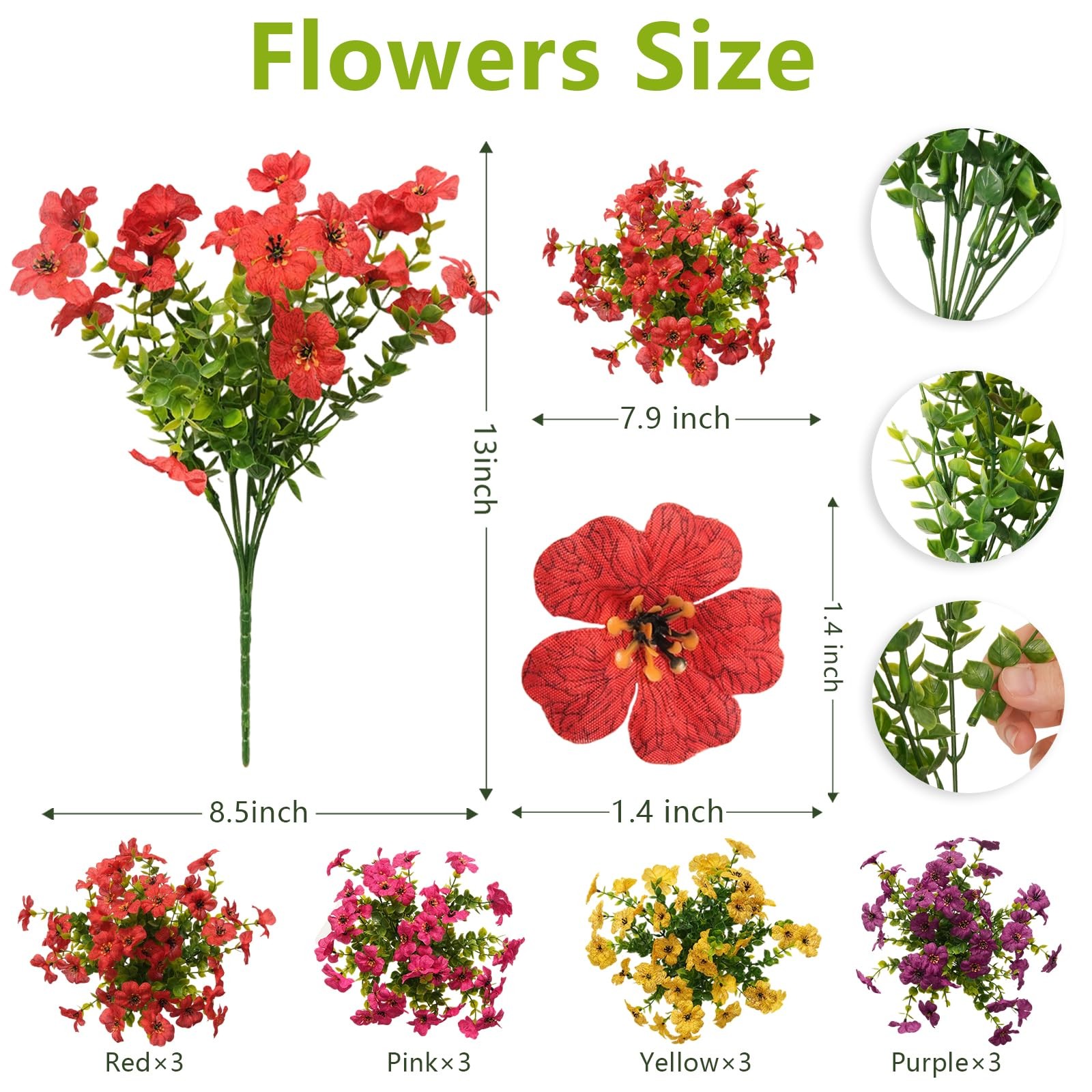 2 Set Artificial Outdoor Flowers with Hanging Basket for Garden Porch Patio B…