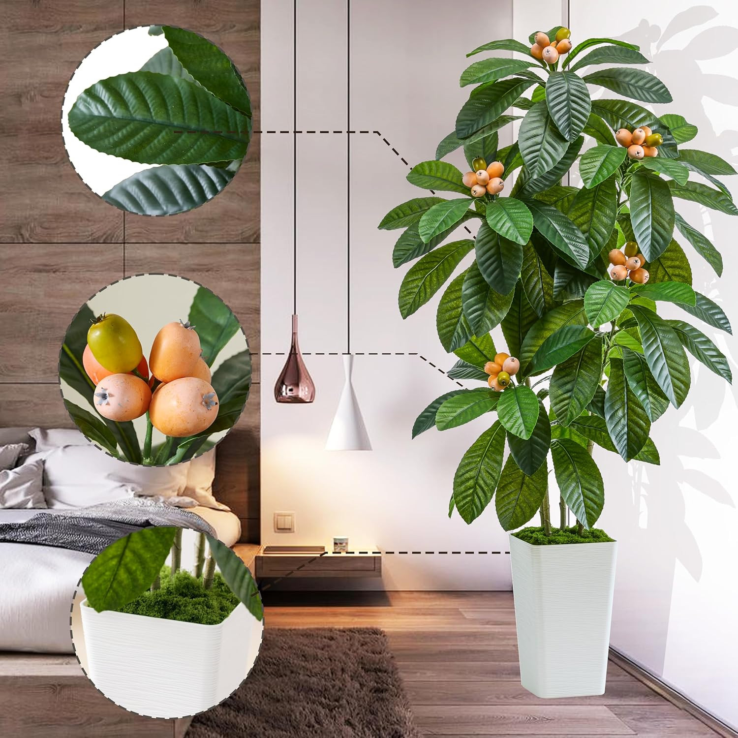 5FT Artificial Loquat Tree – Tropical Silk Plant for Home & Office Decor