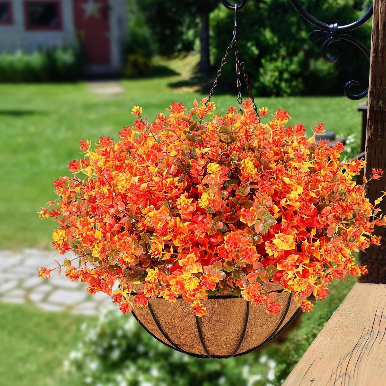 16 Bundles Artificial Flowers UV Resistant Fall Fake Mums Plants Porch Decor
