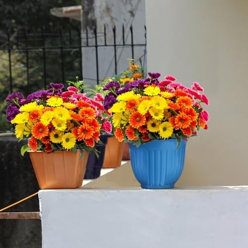 8 Bundles Artificial Silk Daisy Flowers – UV Protected Outdoor Indoor Bouquet fo