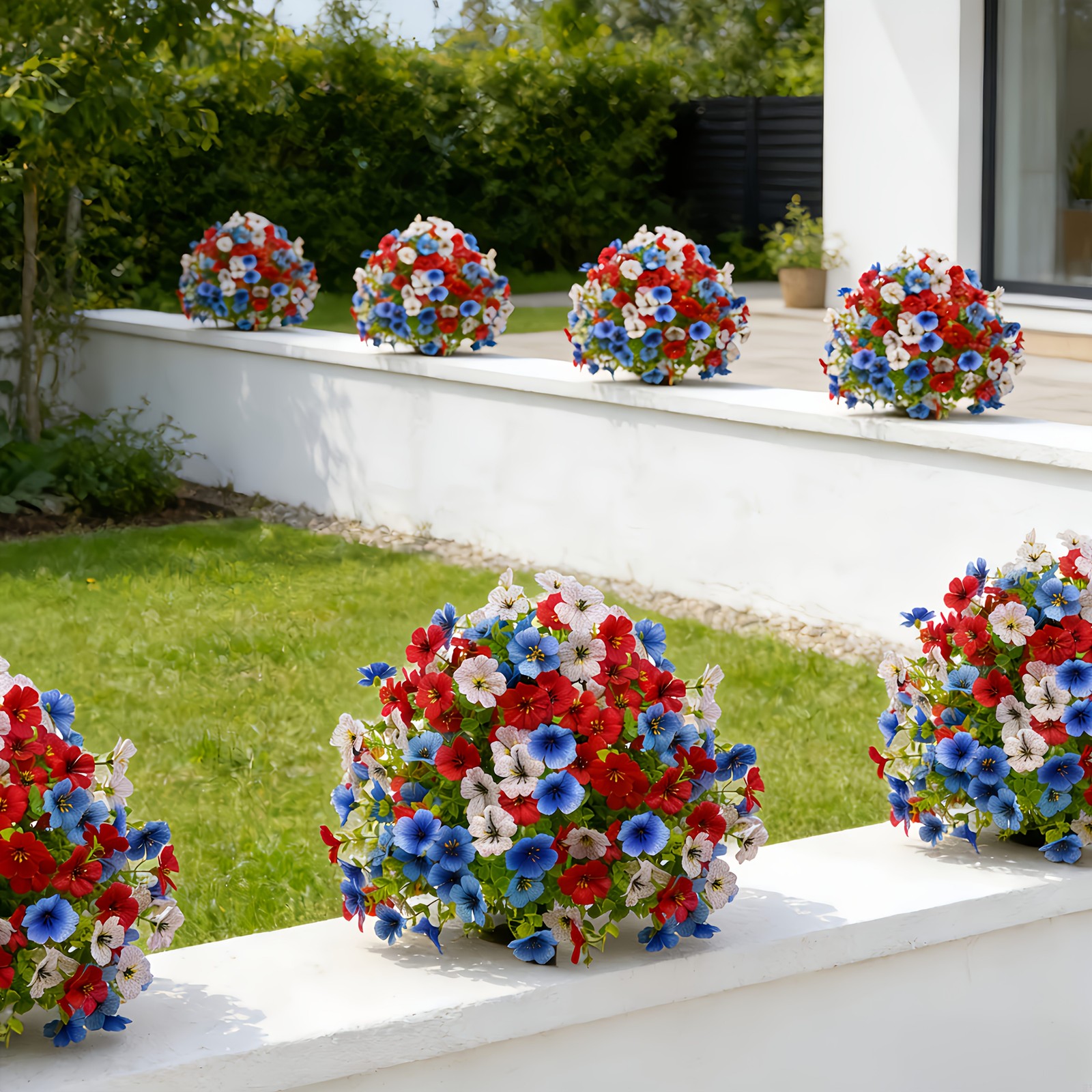 2pcs Independence Day Patriotic Artificial Flowers Outdoor Cemetery Yard Decor