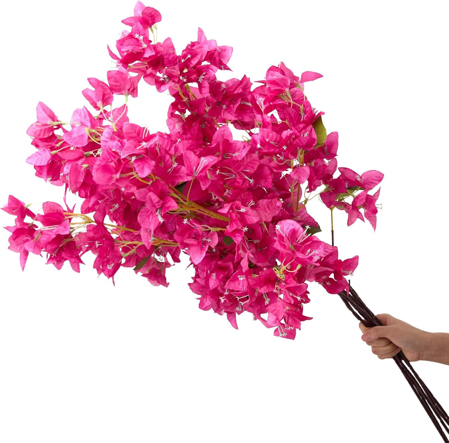 Fuchsia Silk Bougainvillea Flowers – 6PCS UV Resistant Faux Vines for Decor