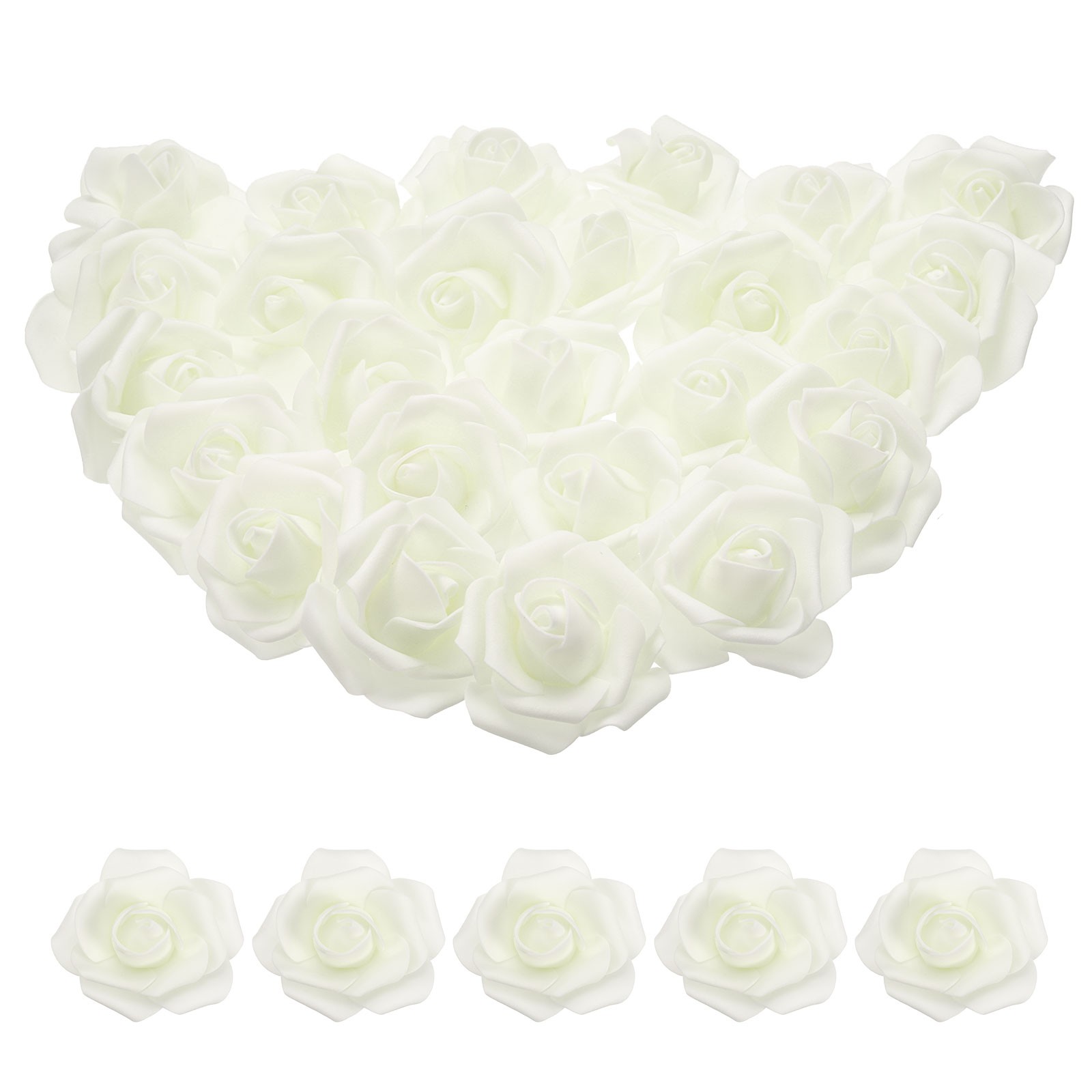 100pcs Foam Rose Heads 6-7 Cm for DIY Crafts Accessories, White