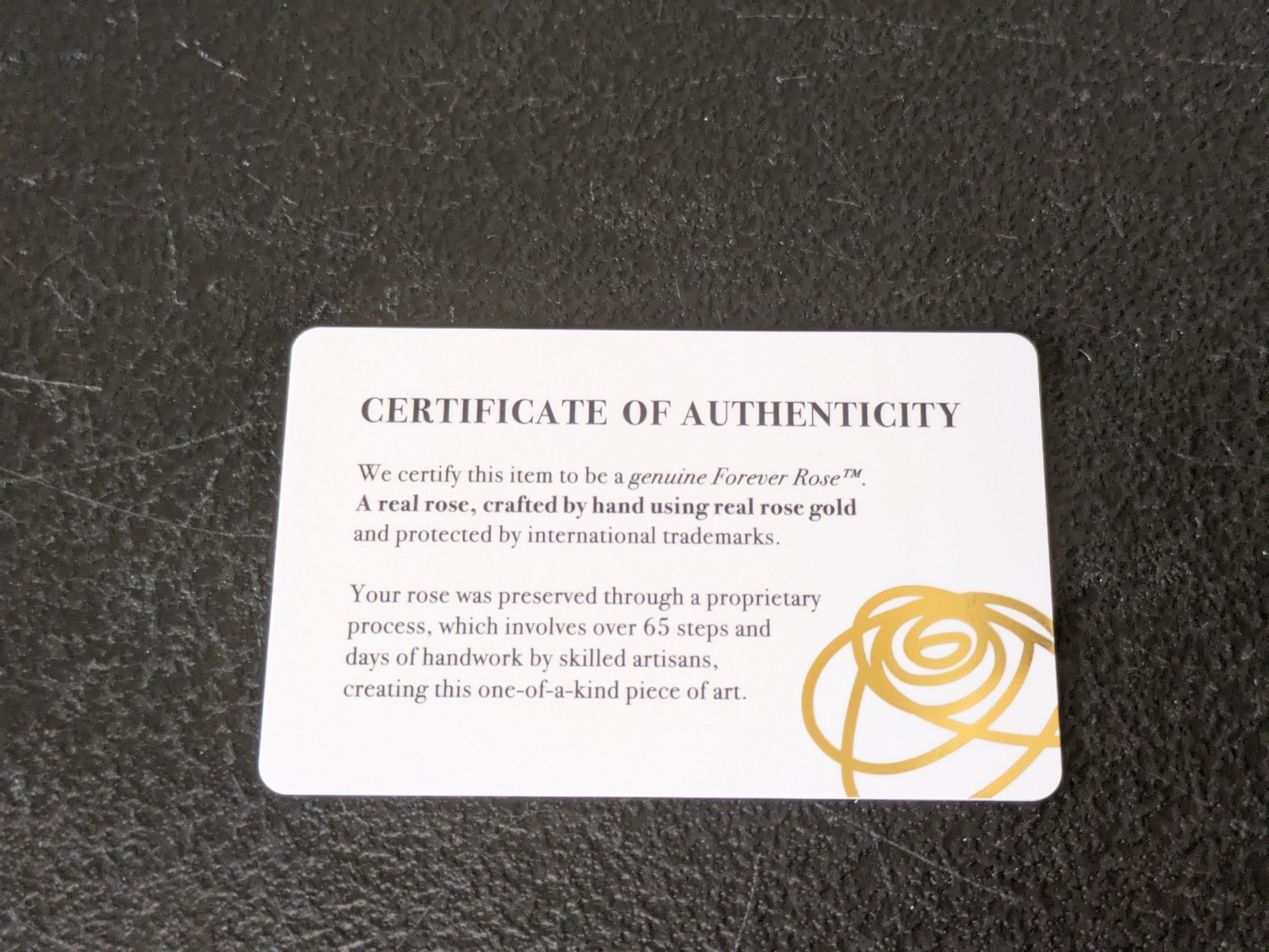 The Forever Rose Gold 24 Karat Dipped REAL Preserved Flower w Certificate 12″ In