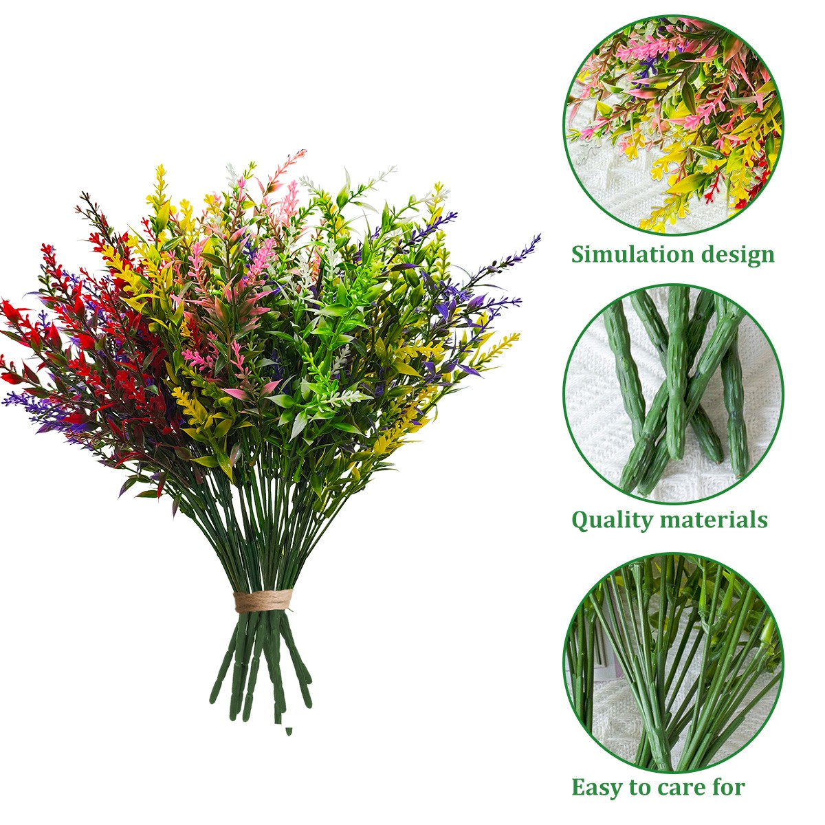 Artificial Plastic Lavender Flowers Fake UV Resistant Shrubs Bouquet In/Outdoor
