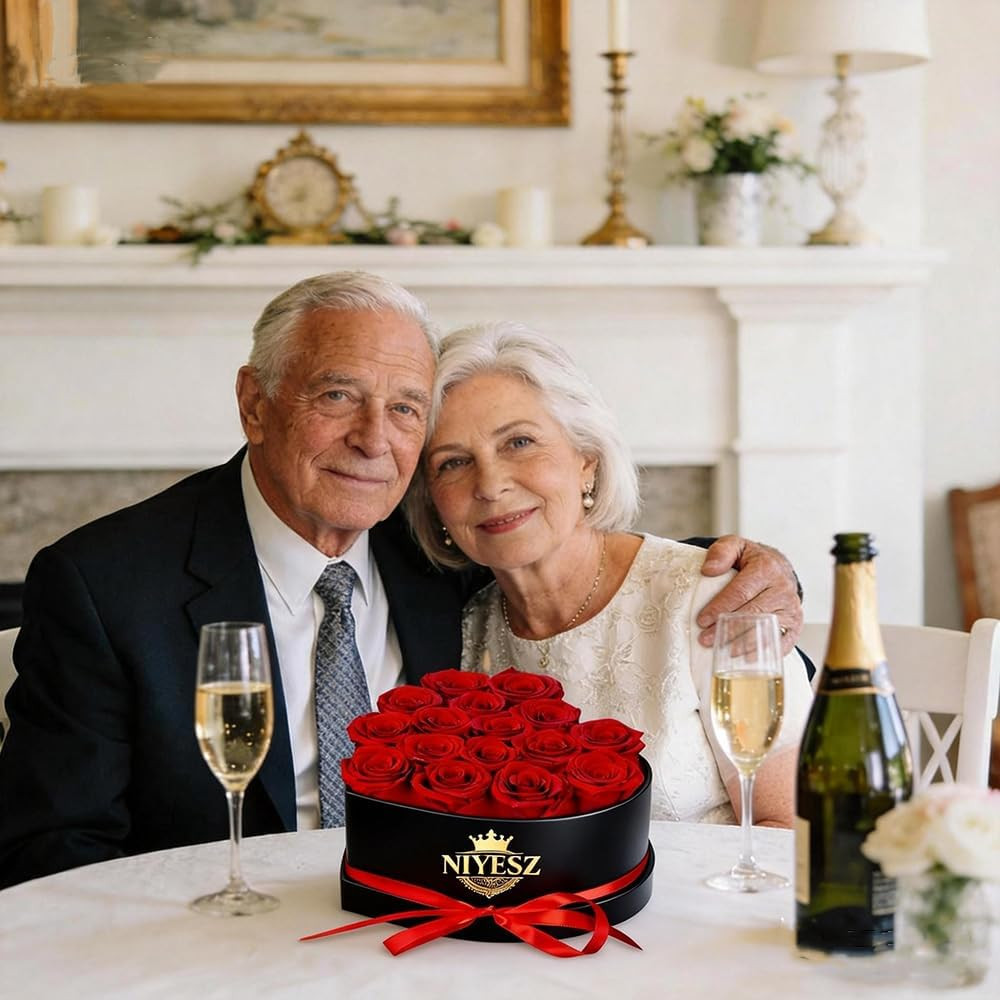 Preserved Forever Roses Heart Shaped Box 16 Real Eternal Flowers Gift | 16 Red