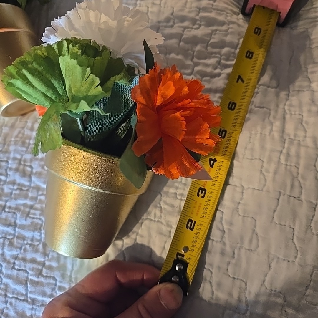 Lot Of 4 aux Orange Green White Flower 3 Inch POT Decor. Nwt. I
