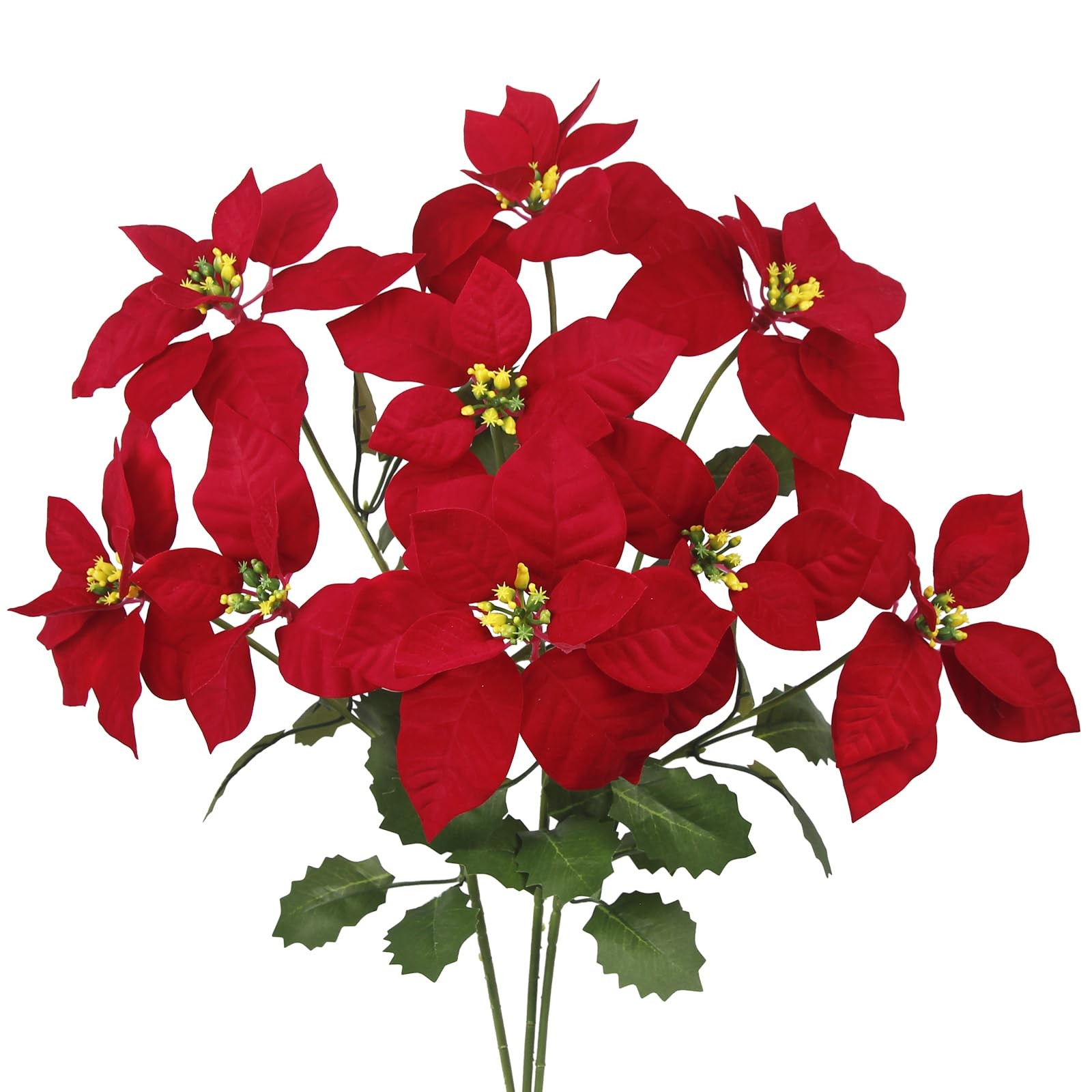 3 Pcs Christmas Flowers Red Artificial Poinsettia Bushes Christmas Poinsettia…