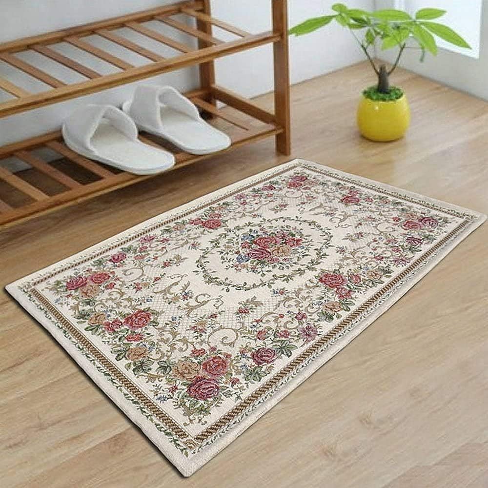 Elegant Rustic Floral Doormat – Washable, Non-Slip Floor Rug for Home