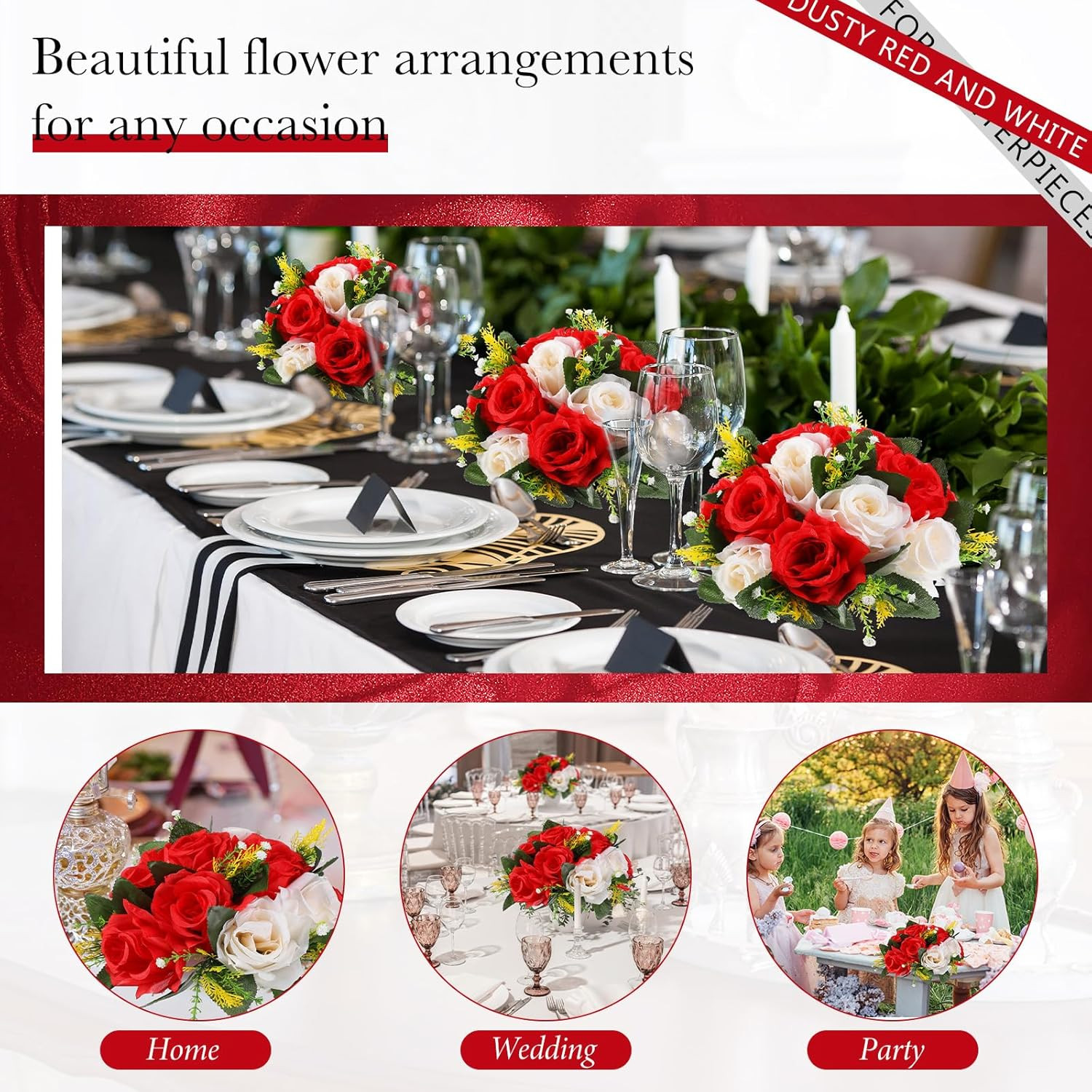 12 Pcs Silk Flower Balls Centerpieces – Artificial Rose & Hydrangea Decor