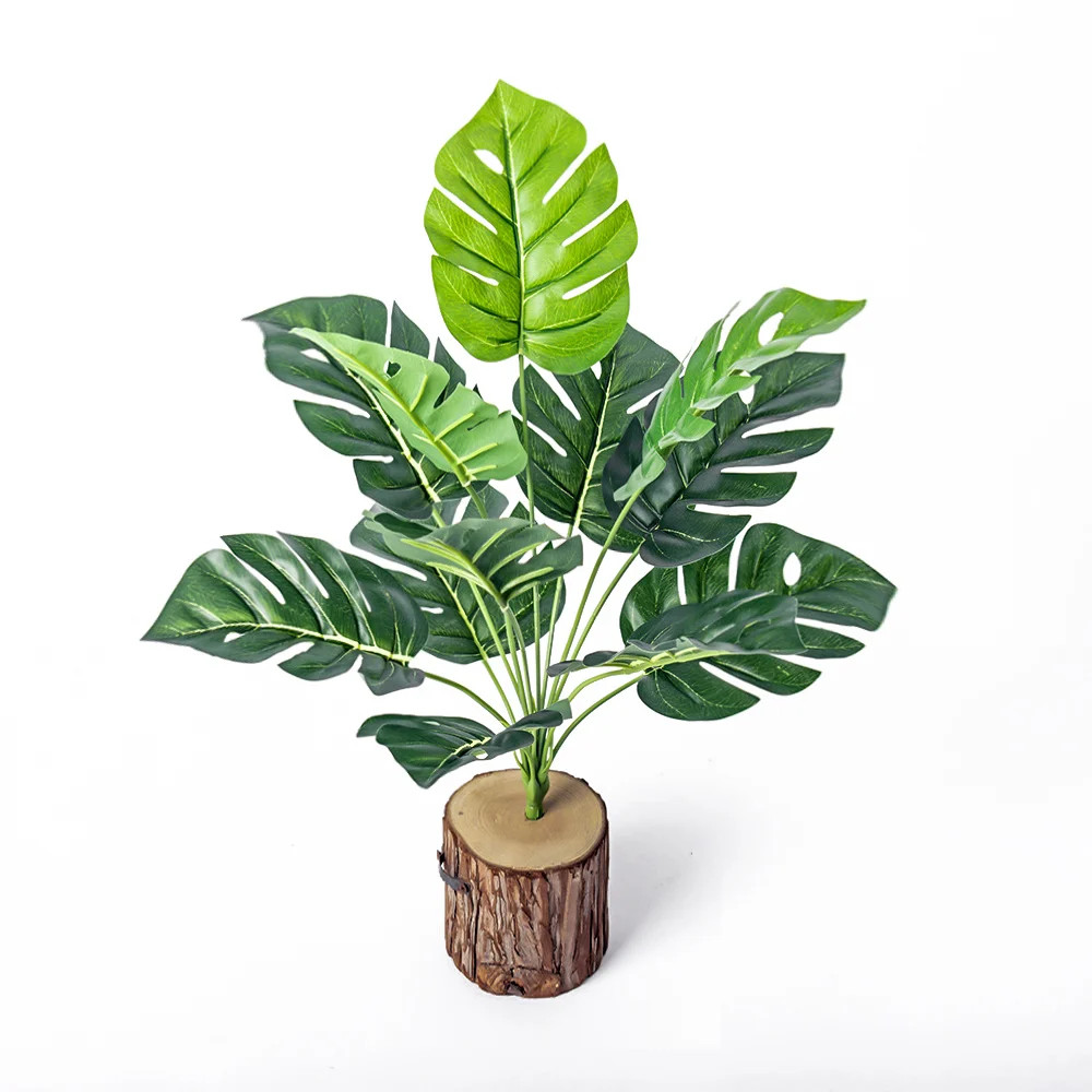 43cm 12 Forks Artificial Monstera Tree Green Fake Plants Plastic Evergreen