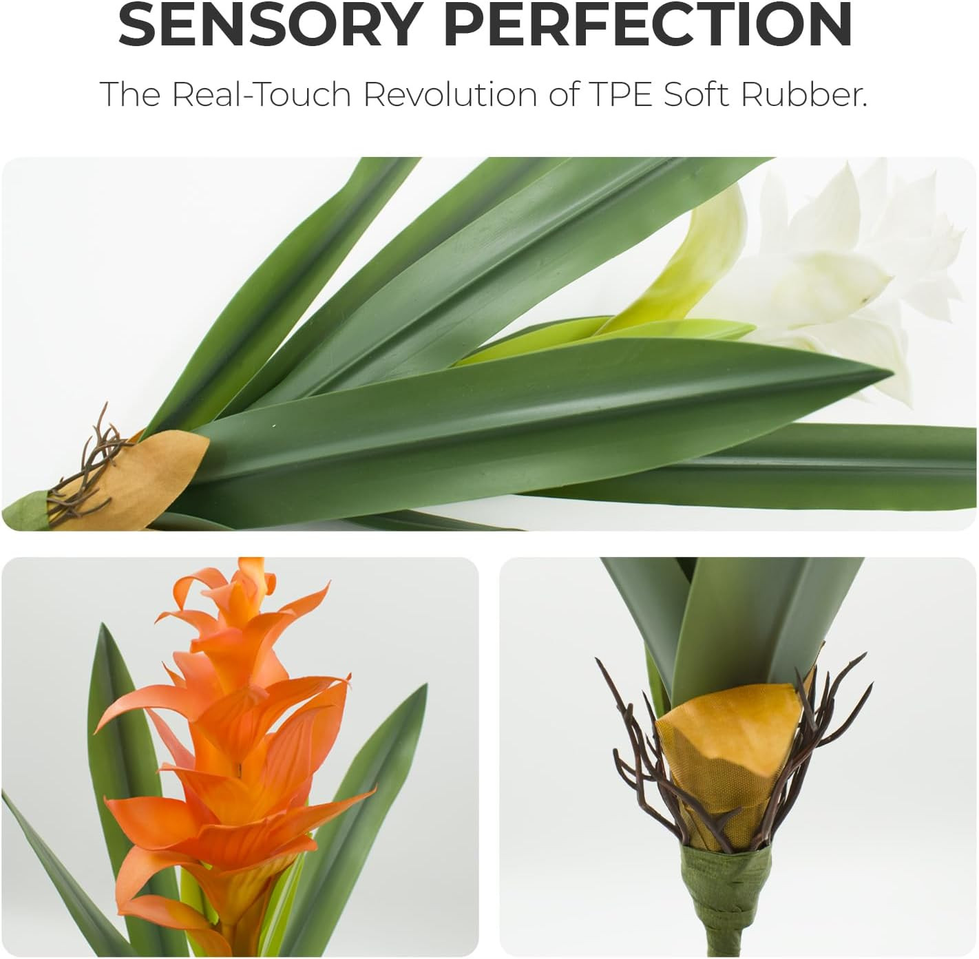 2Pcs Lifelike Purple Hawaiian Ginger Flowers for Home & Office Decor