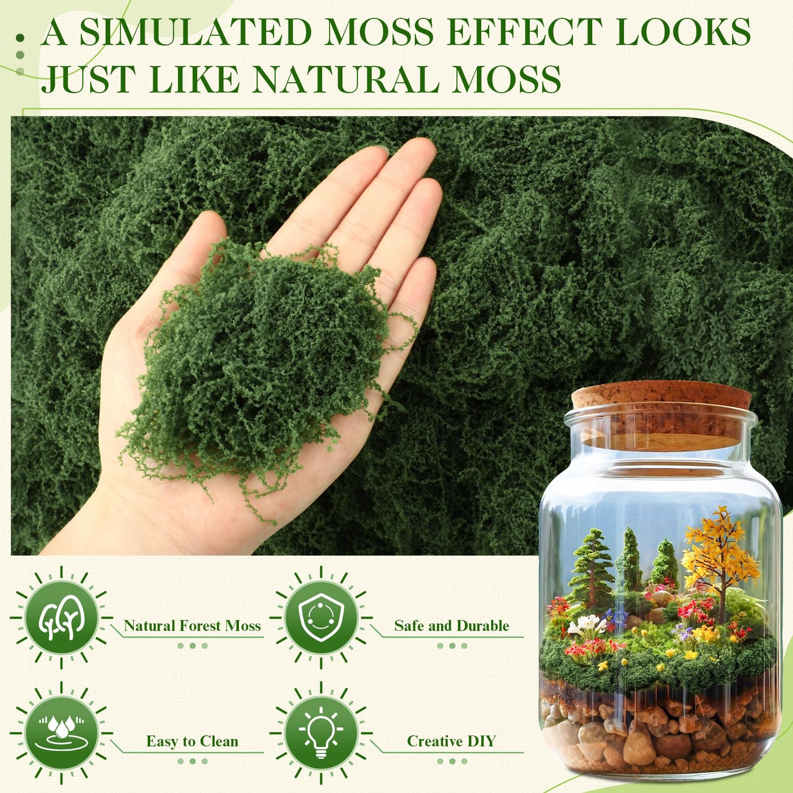 24.7oz 1.54 lb Fake Moss Crafts Decorative Artificial Dark Green Table Plants