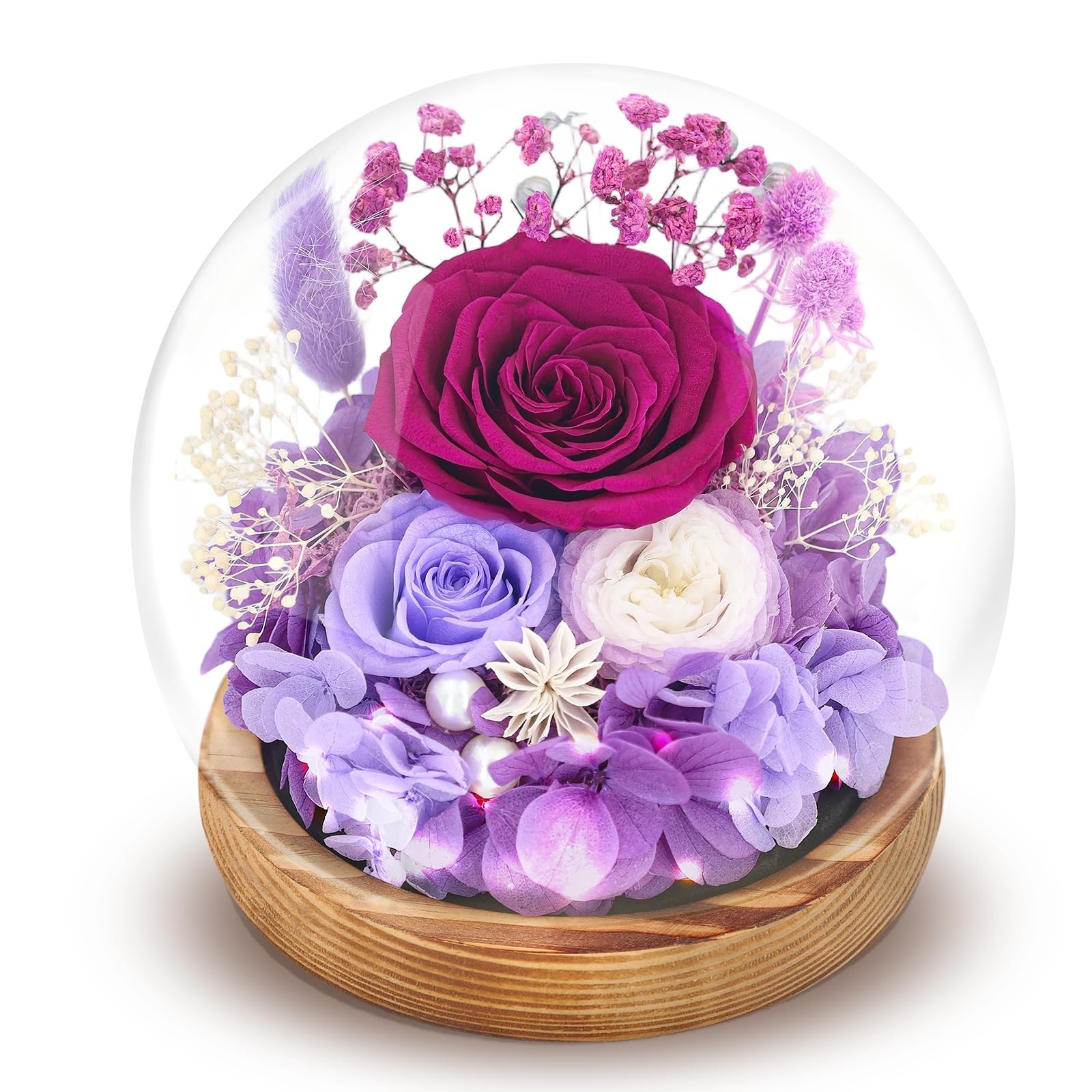 Preserved Flowers Roses in Glass Dome, Forever Flowers for Delivery Prime, Etern