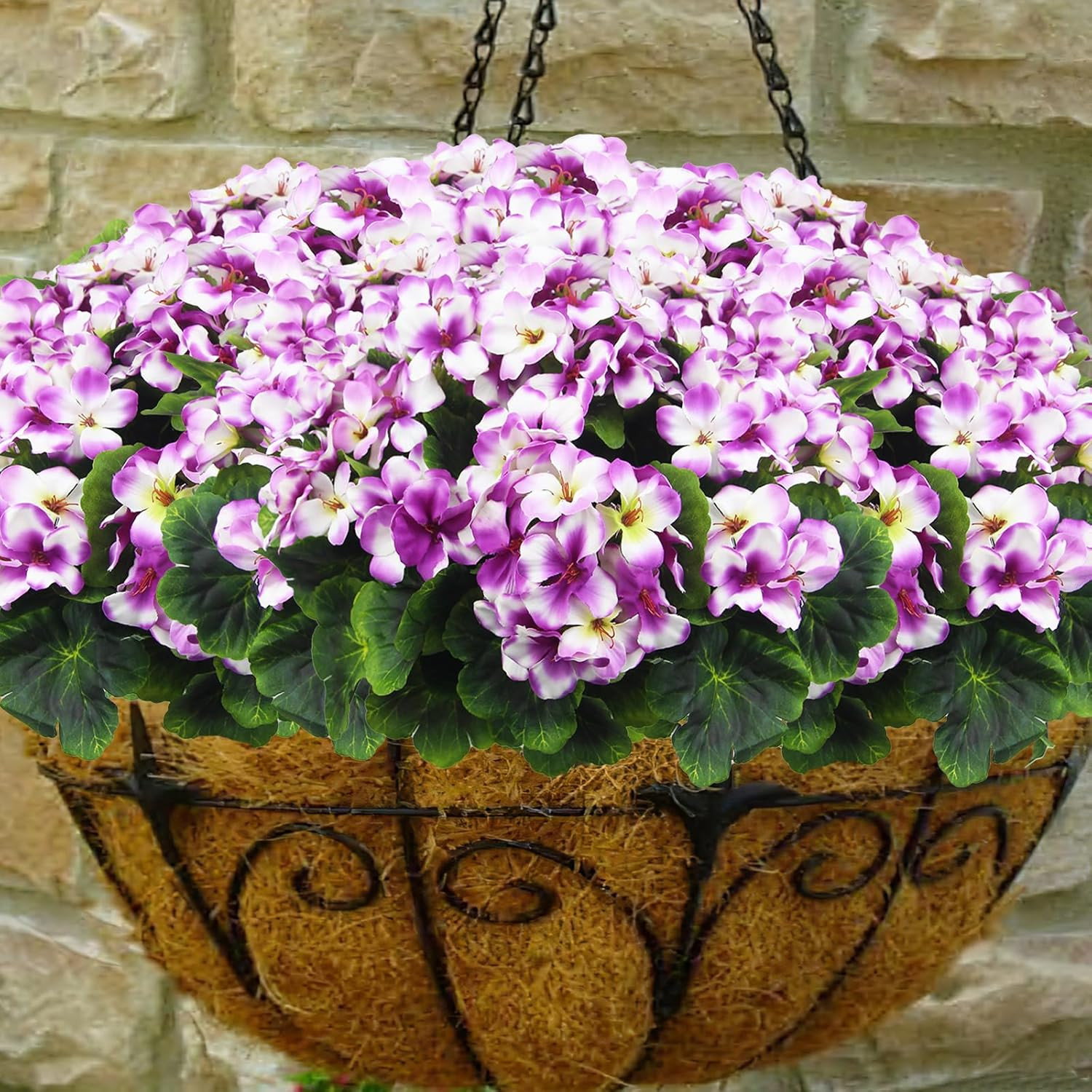 2 Pcs Artificial Geraniums for Outdoor Silk Geranium Flowers Purple Artificial G