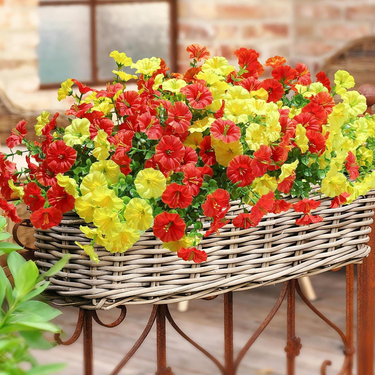 Artificial Flowers for Outdoors Fake Plants Outside Decoration, 12 Bundles Si…