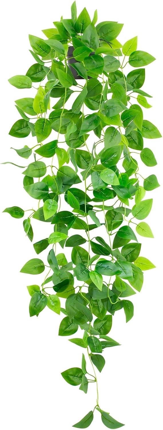 Elegant Black Pot Hanging Pothos – 39.37” Faux Plant for Home Aesthetics