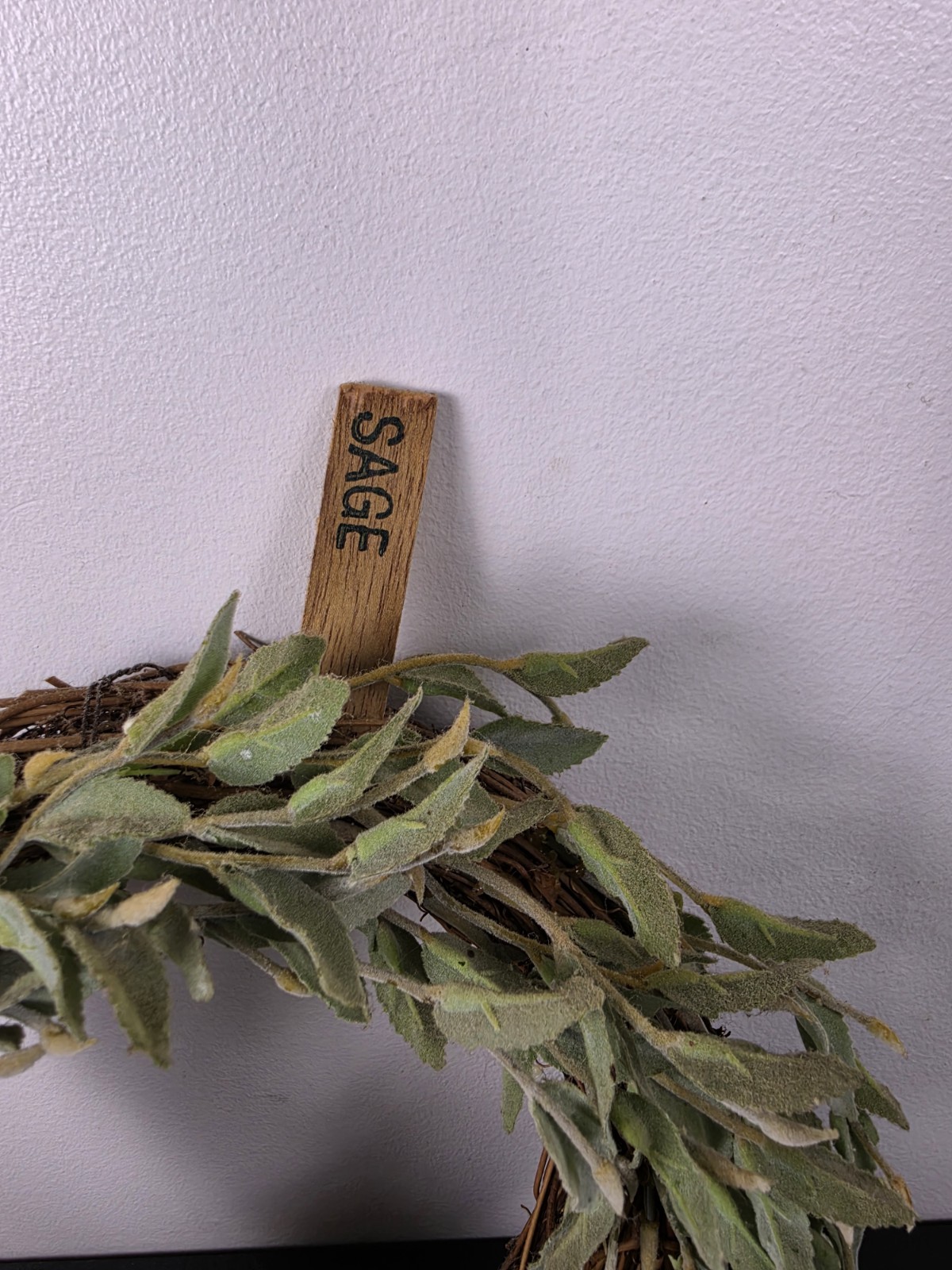 Farmhouse Faux Sage Green Wreath 18″ on Twig Grapevine Base with Black Metal…