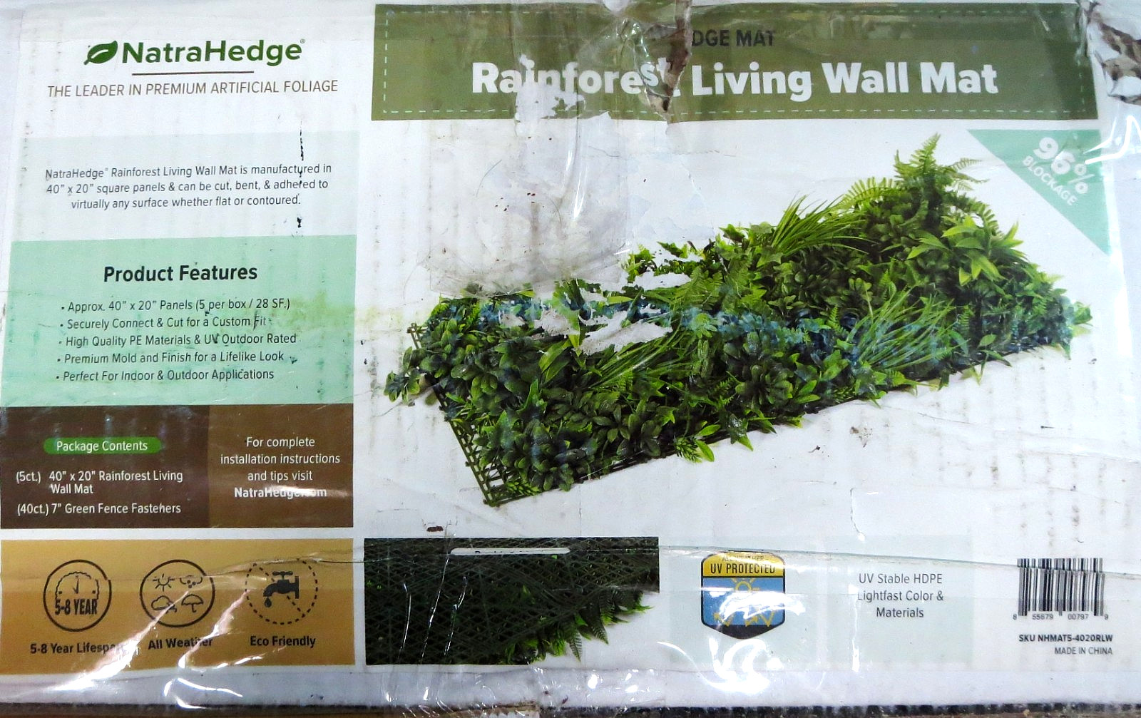 Artificial Rainforest Living Wall Vertical Garden Indoor/Outdoor NatraHedge NOB