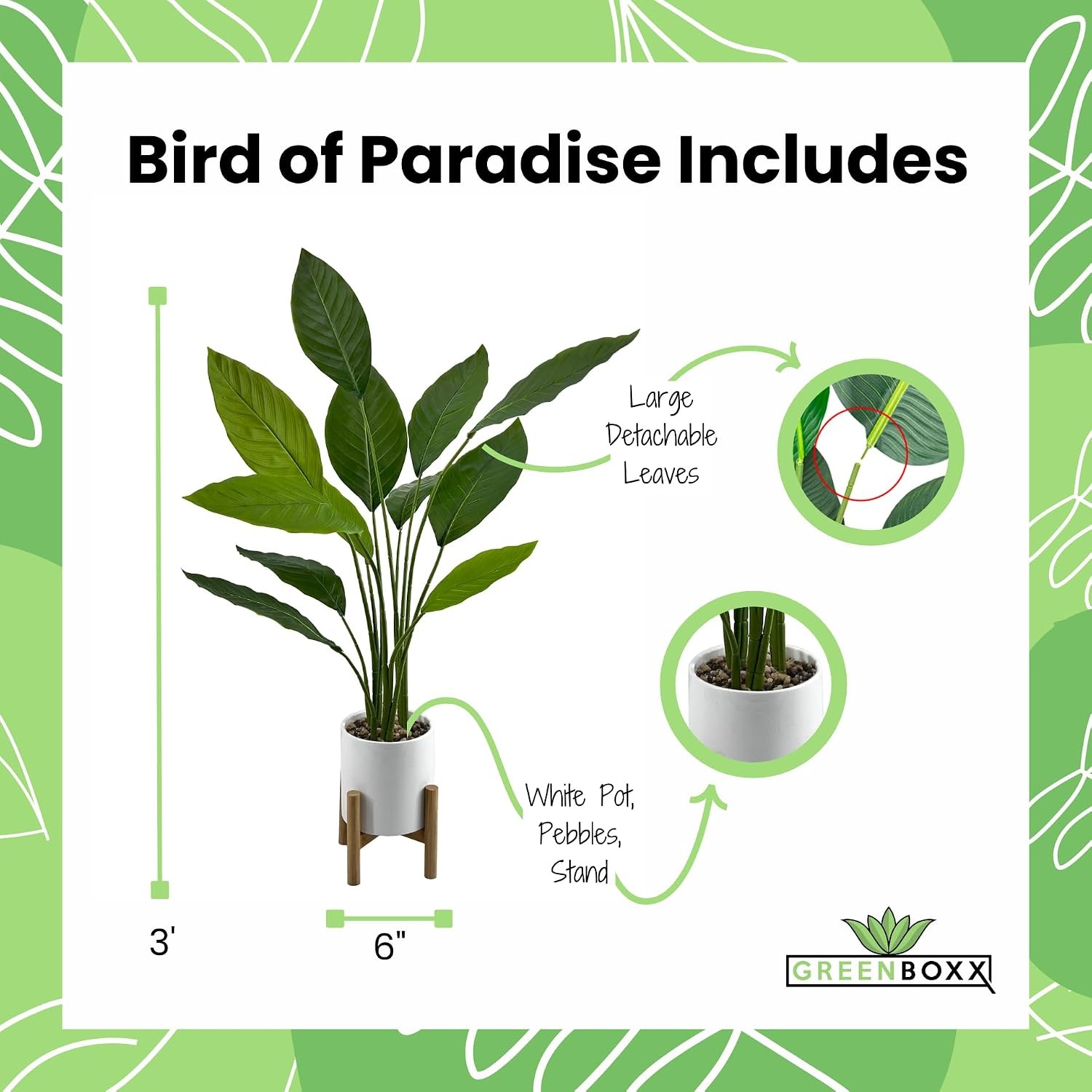Bird of Paradise Artificial Plant Fake Tree Fake Banana Leaf Plant Tropical Palm