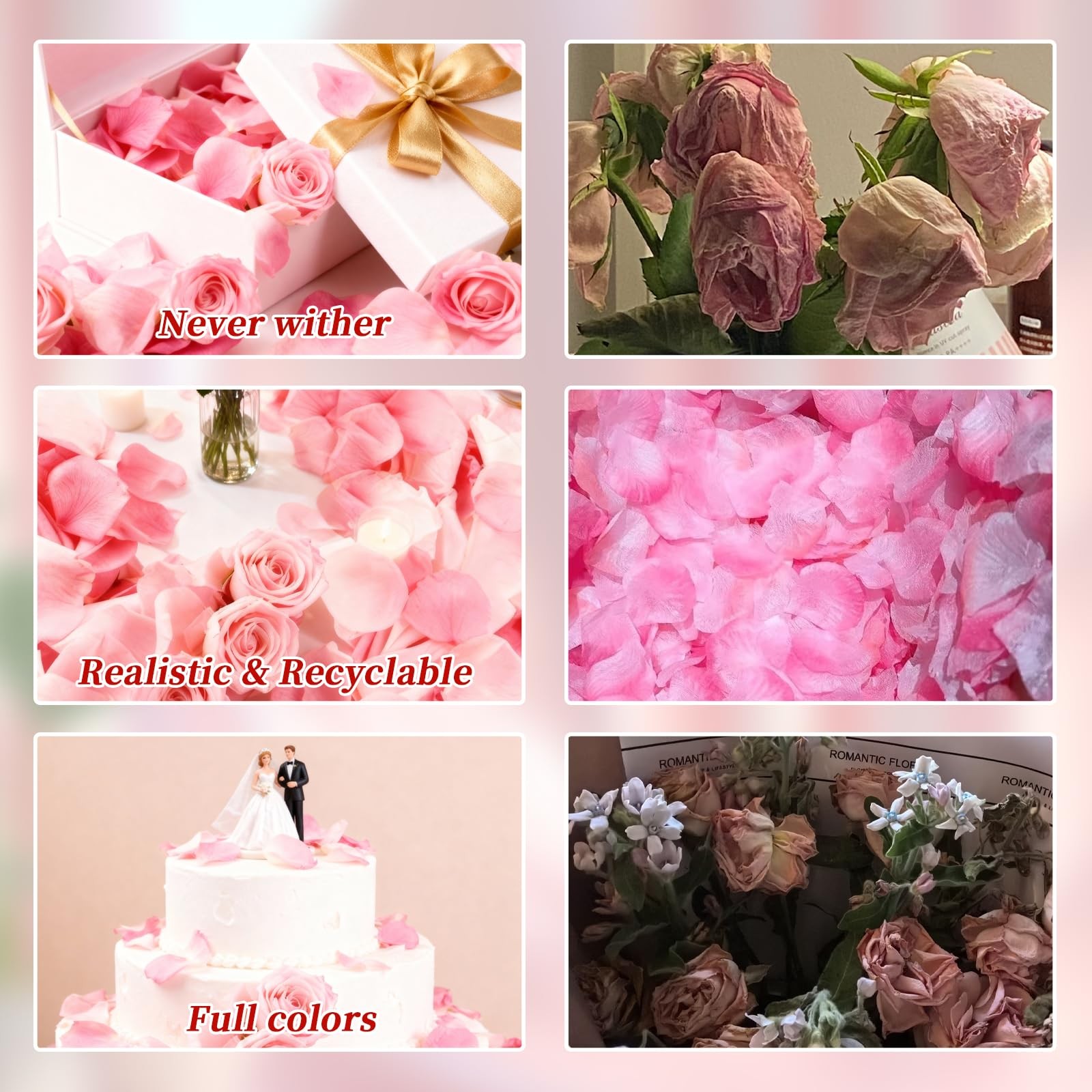 180 PCS Dried Real Pink Rose Petals,Freeze Preserved Rose Flower Petals,Dried…